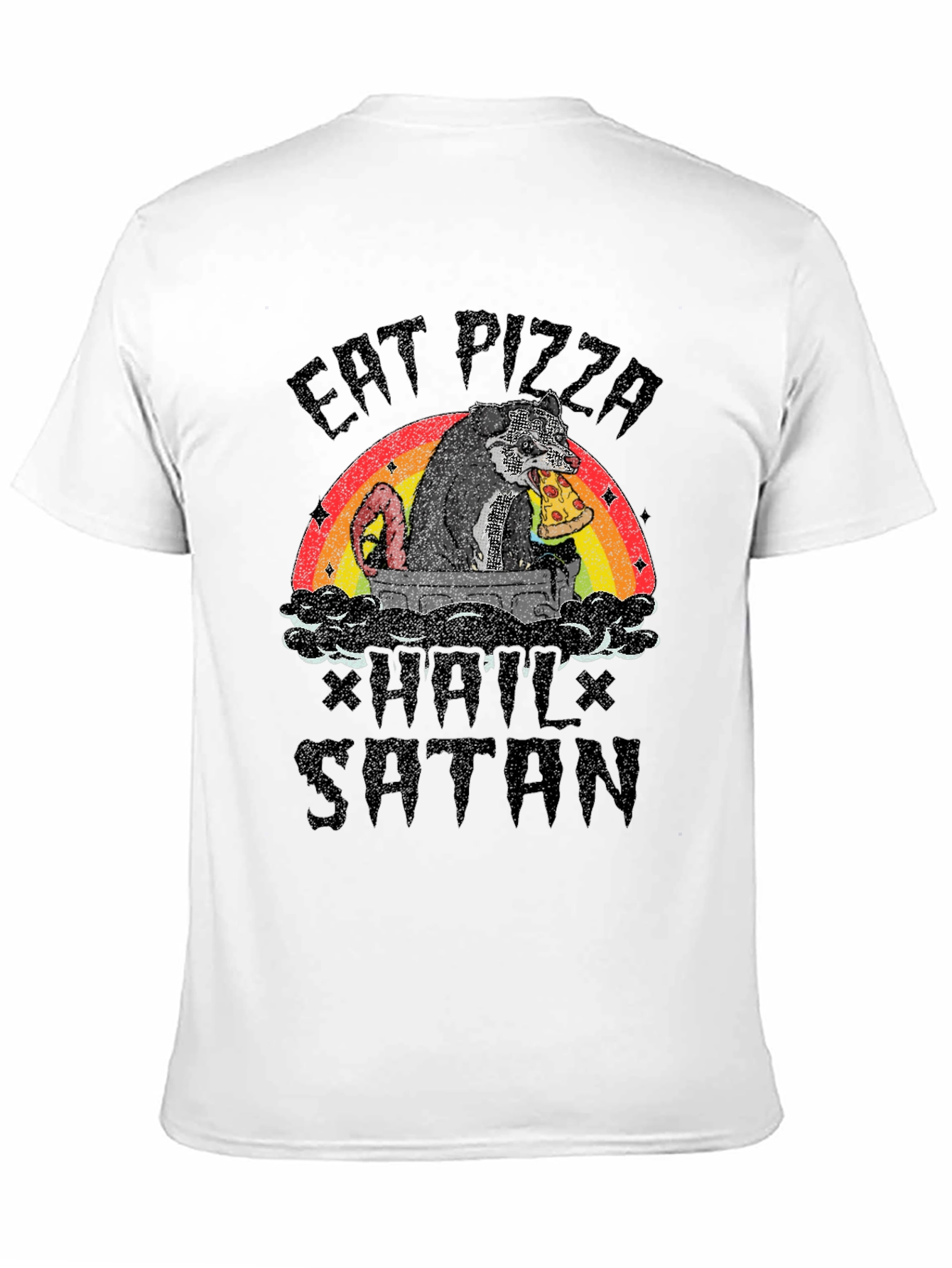 Eat Pizza Hail Satan Funny Graphic T-Shirt