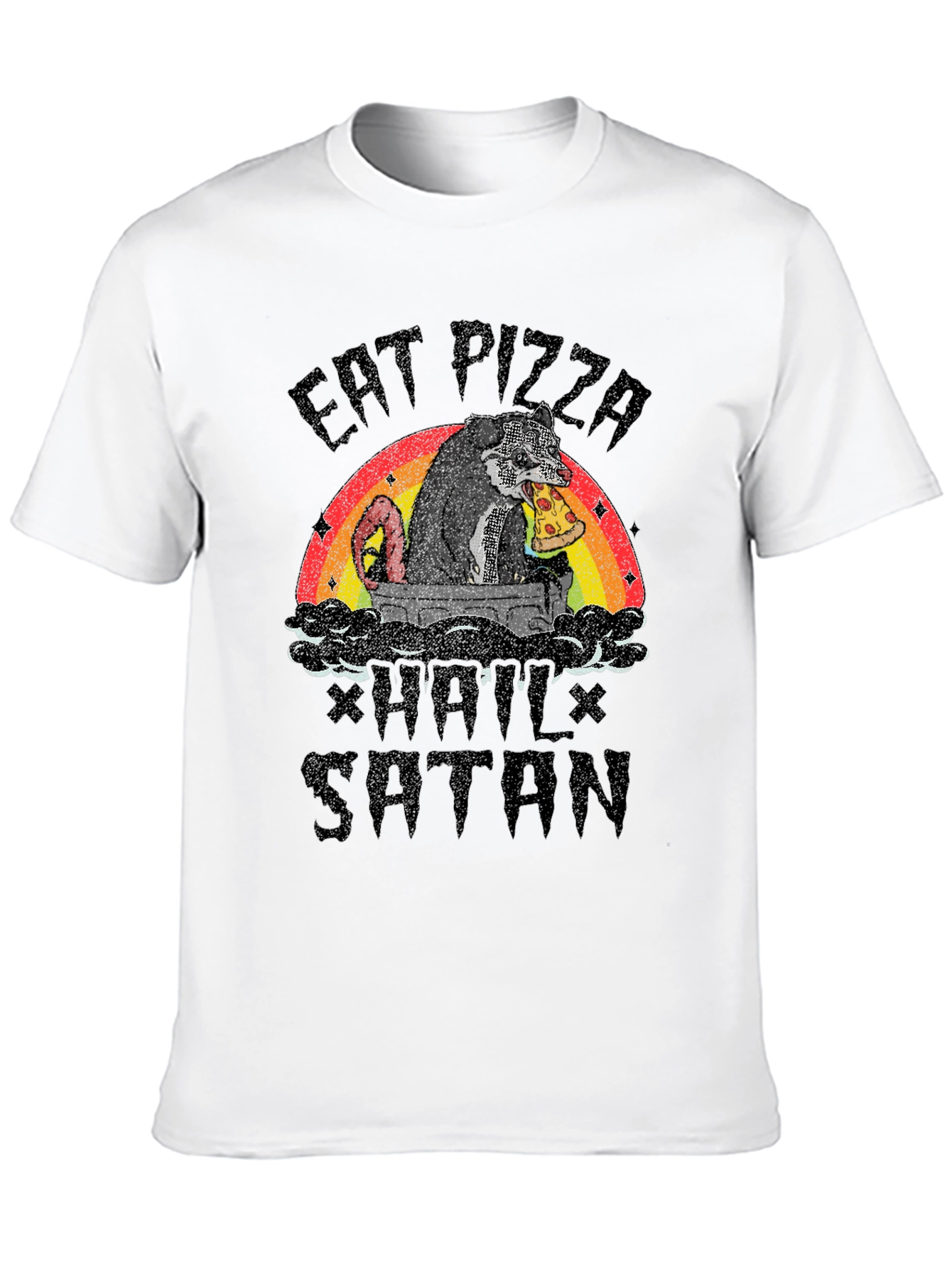Eat Pizza Hail Satan Funny Graphic T-Shirt