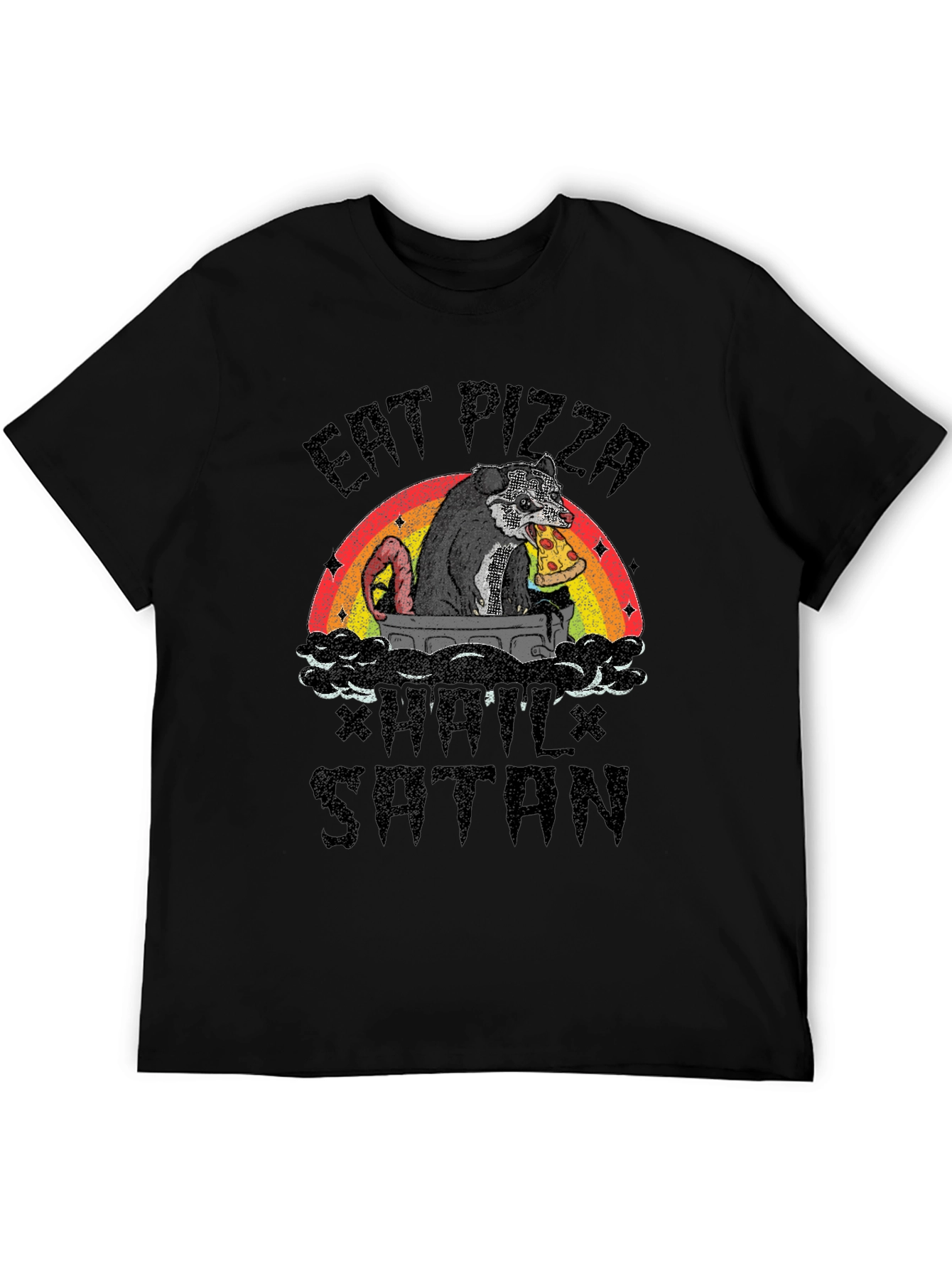 Eat Pizza Hail Satan Funny Graphic T-Shirt
