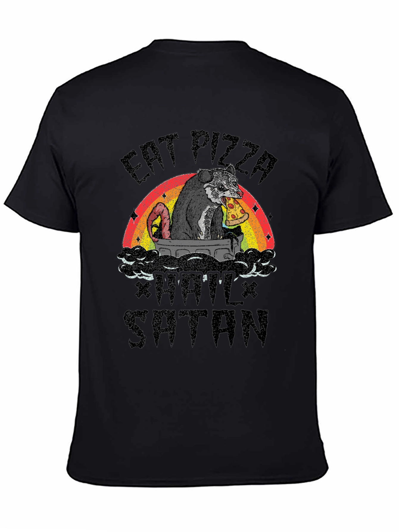 Eat Pizza Hail Satan Funny Graphic T-Shirt