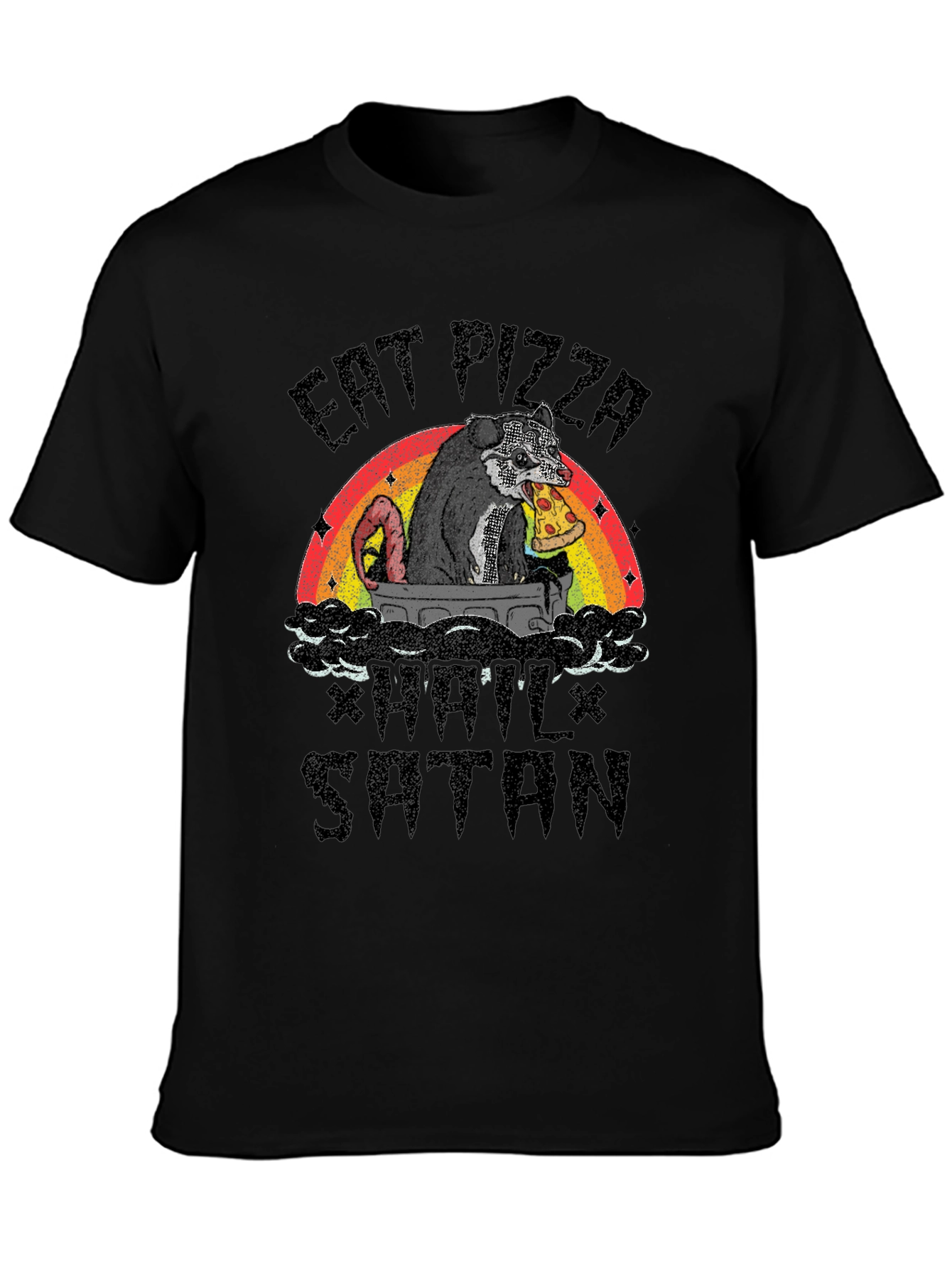 Eat Pizza Hail Satan Funny Graphic T-Shirt