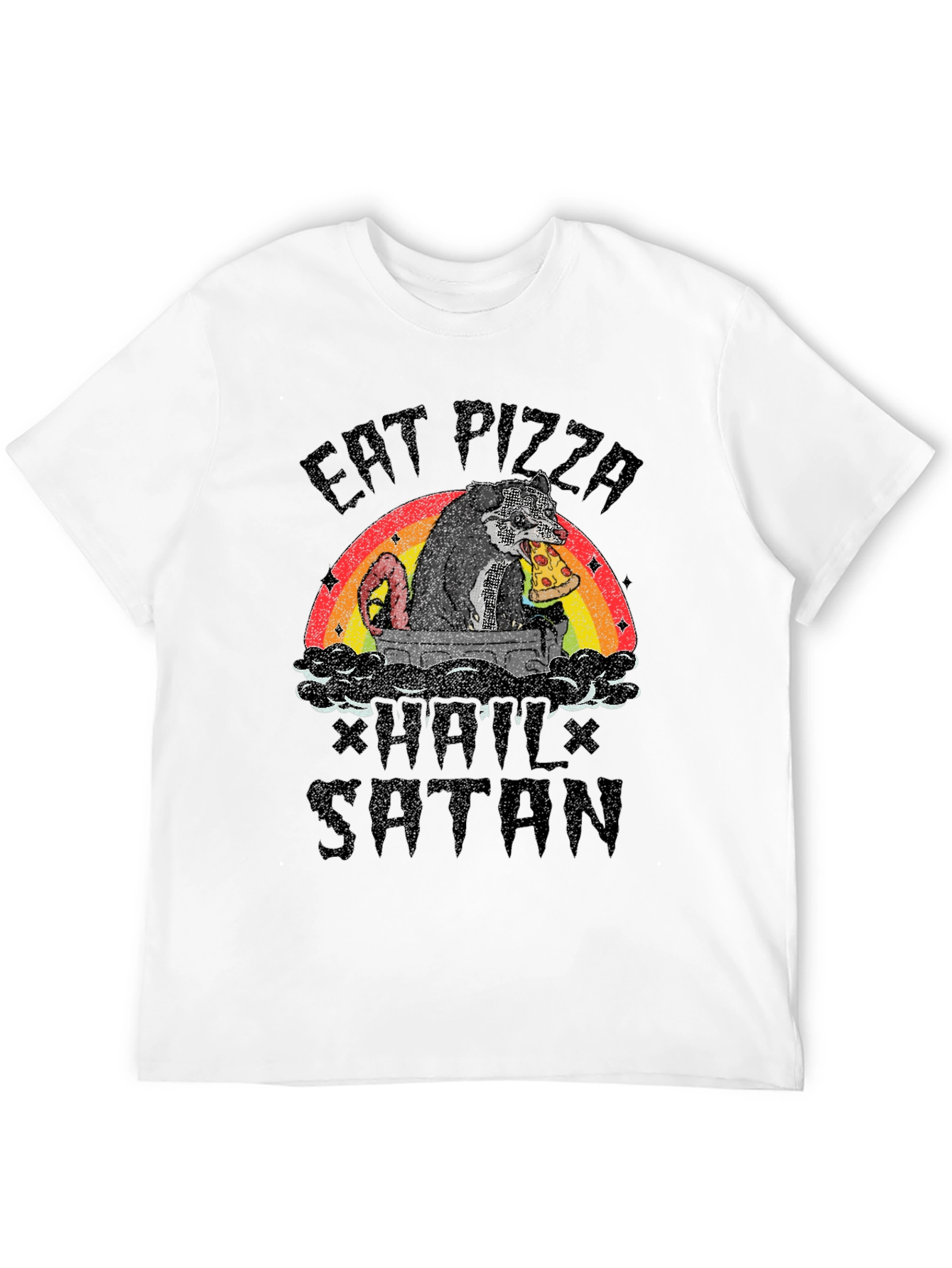 Eat Pizza Hail Satan Funny Graphic T-Shirt
