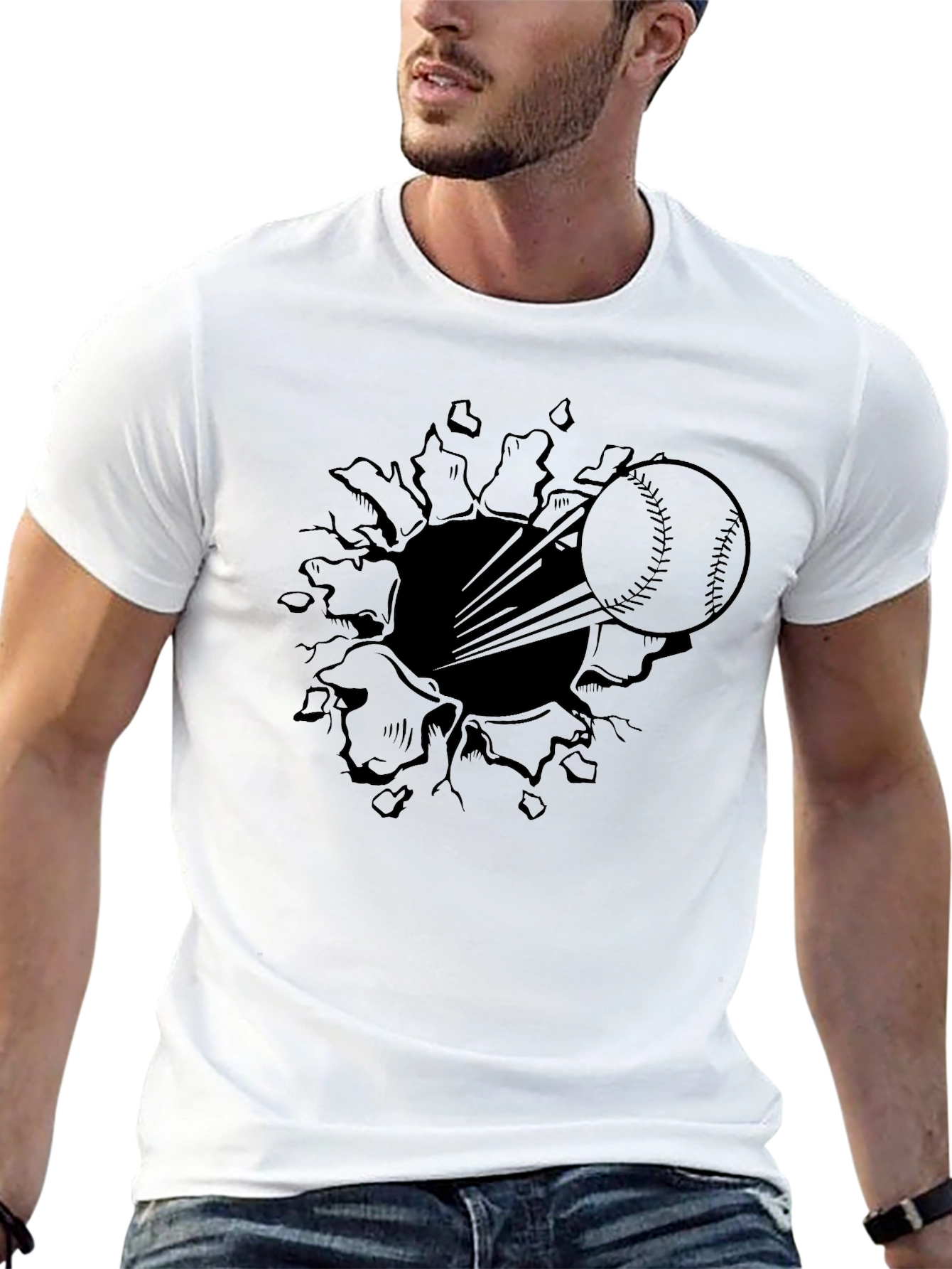 Baseball T-Shirt: Ripped Burst Design