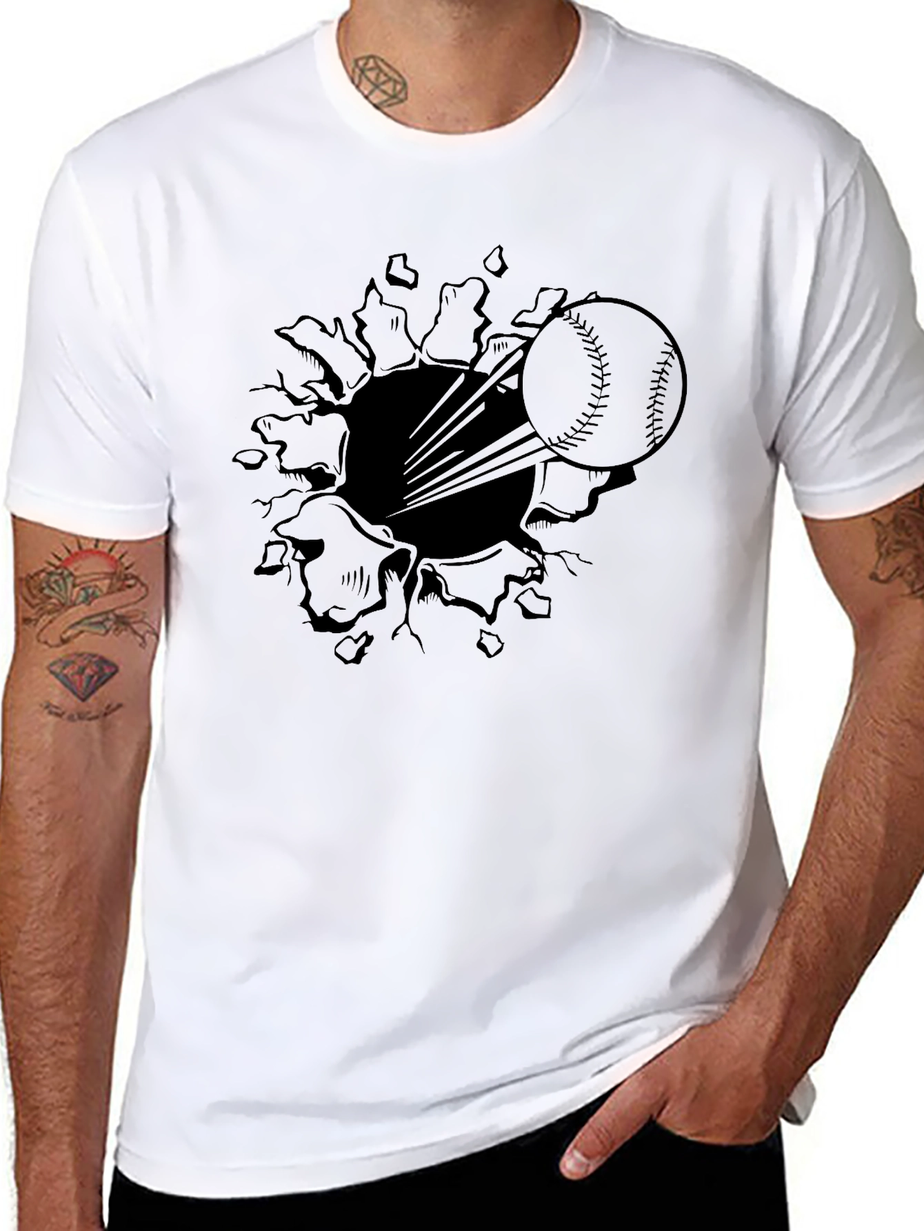 Baseball T-Shirt: Ripped Burst Design