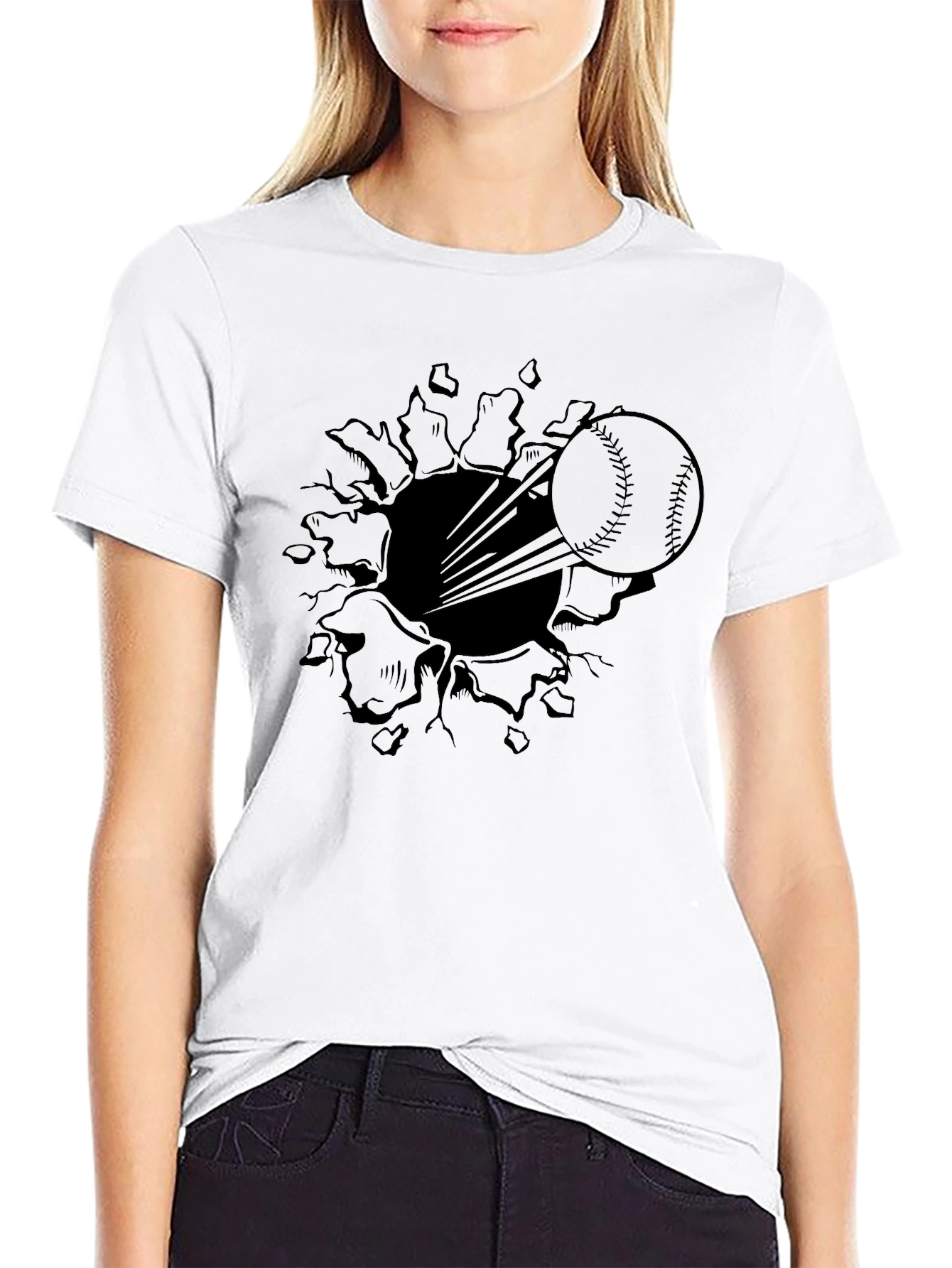 Baseball T-Shirt: Ripped Burst Design