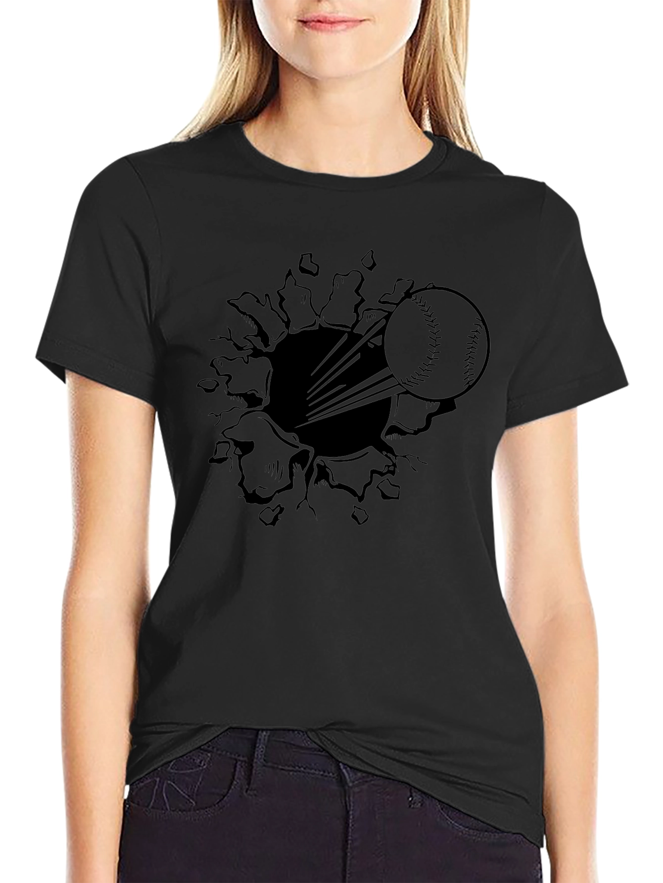Baseball T-Shirt: Ripped Burst Design