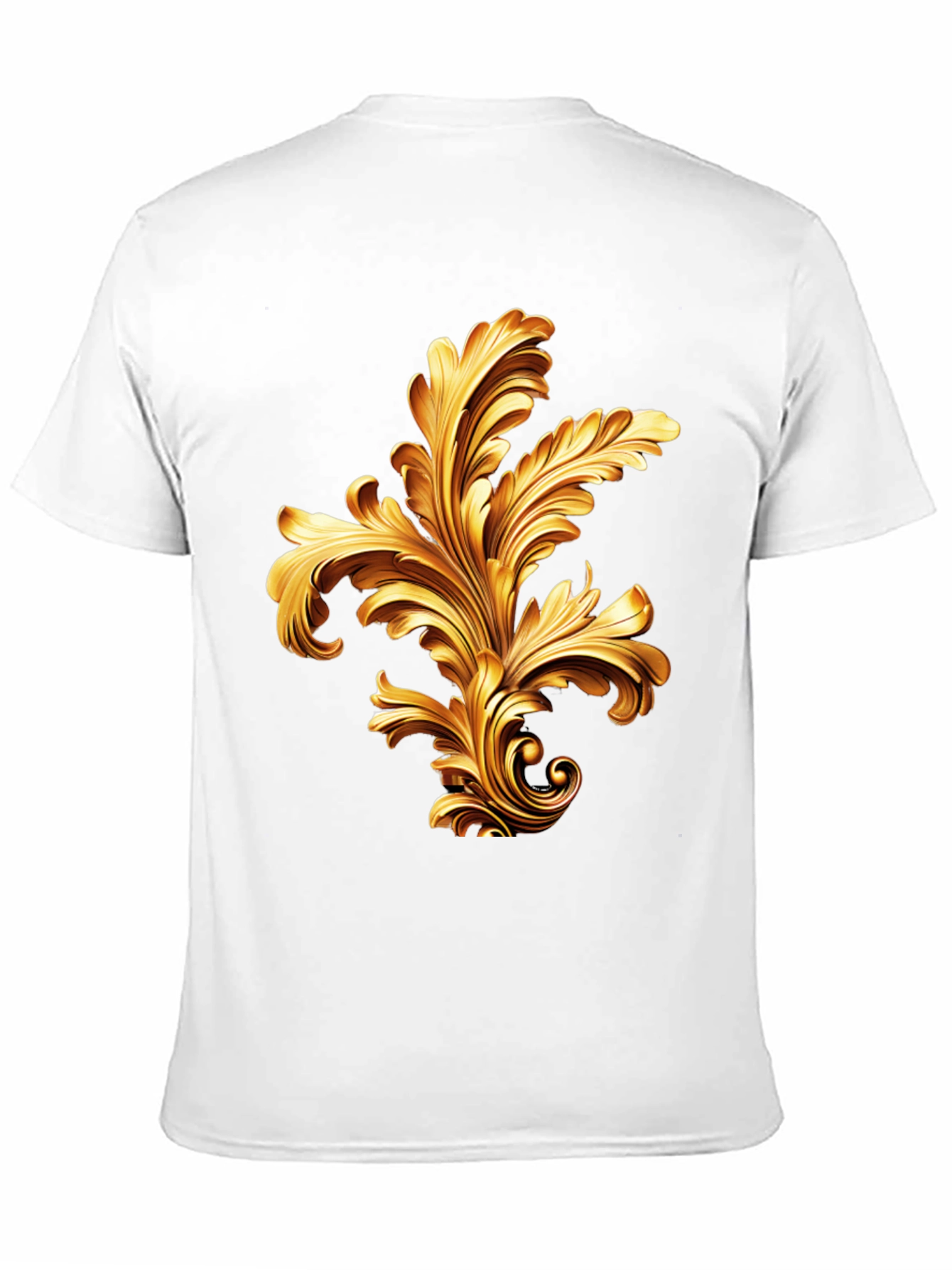 Elegant Black T-Shirt with Golden Baroque Design
