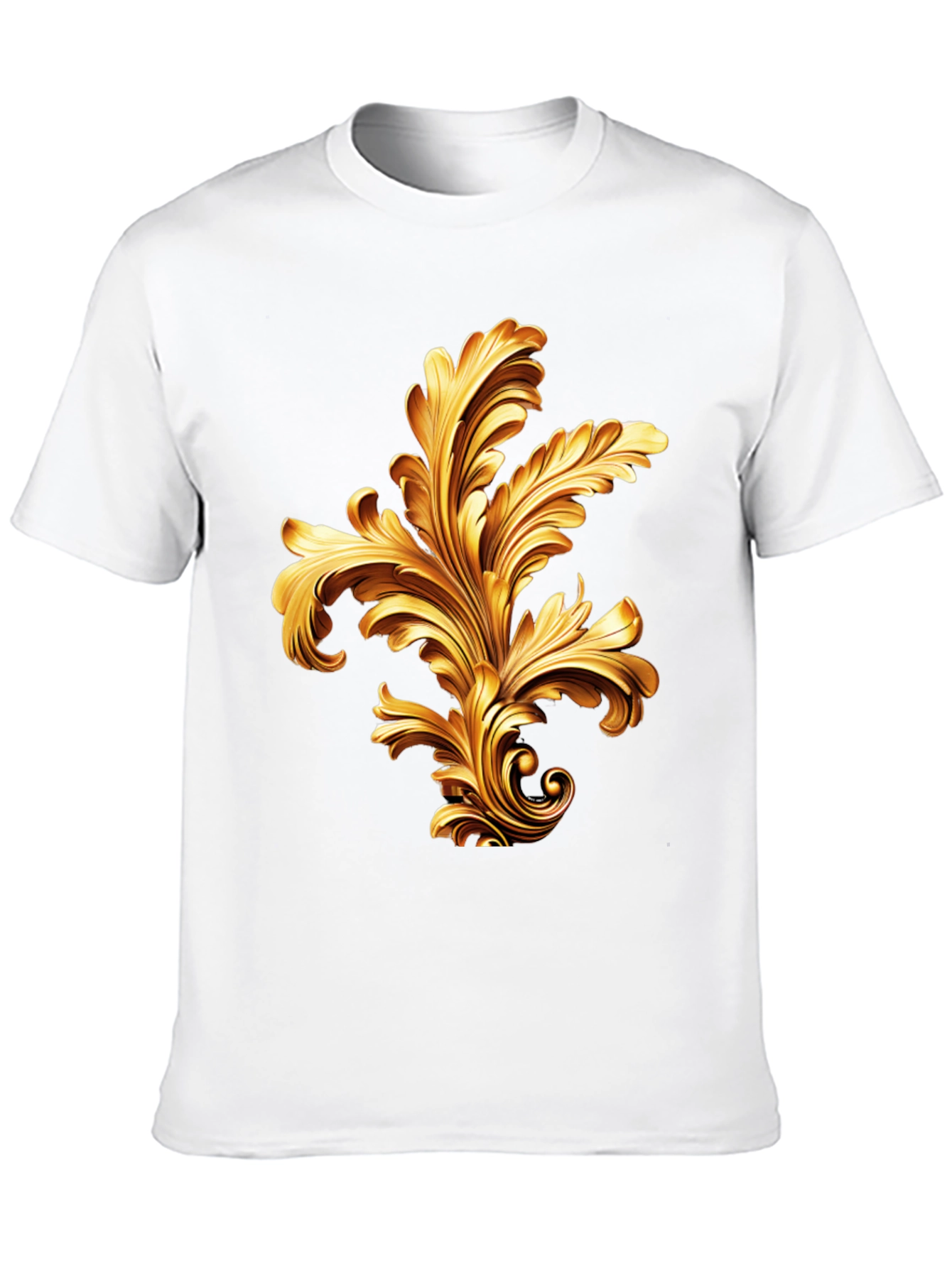 Elegant Black T-Shirt with Golden Baroque Design