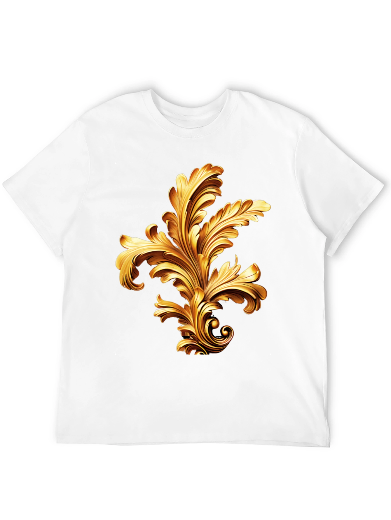 Elegant Black T-Shirt with Golden Baroque Design