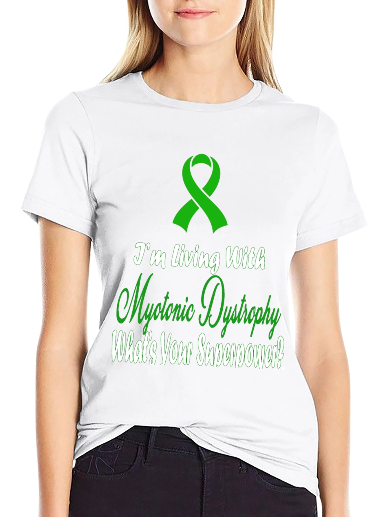 Myotonic Dystrophy Awareness T-Shirt Superpower Ribbon