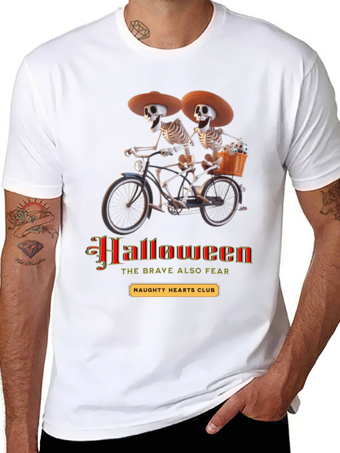Halloween Skeleton Tandem Bike T-Shirt