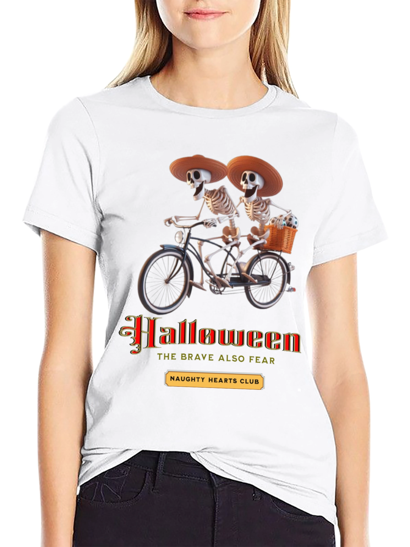 Halloween Skeleton Tandem Bike T-Shirt