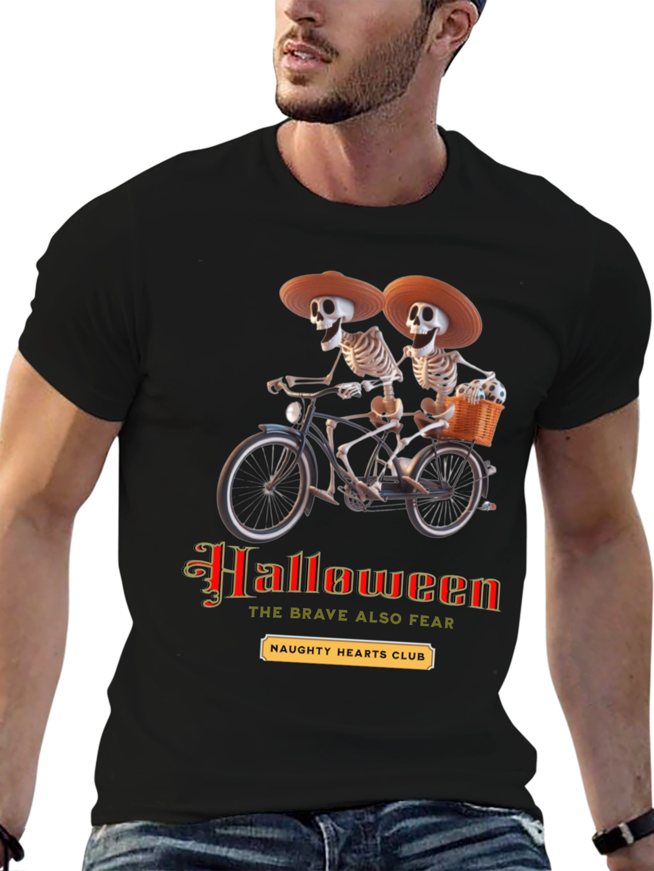 Halloween Skeleton Tandem Bike T-Shirt