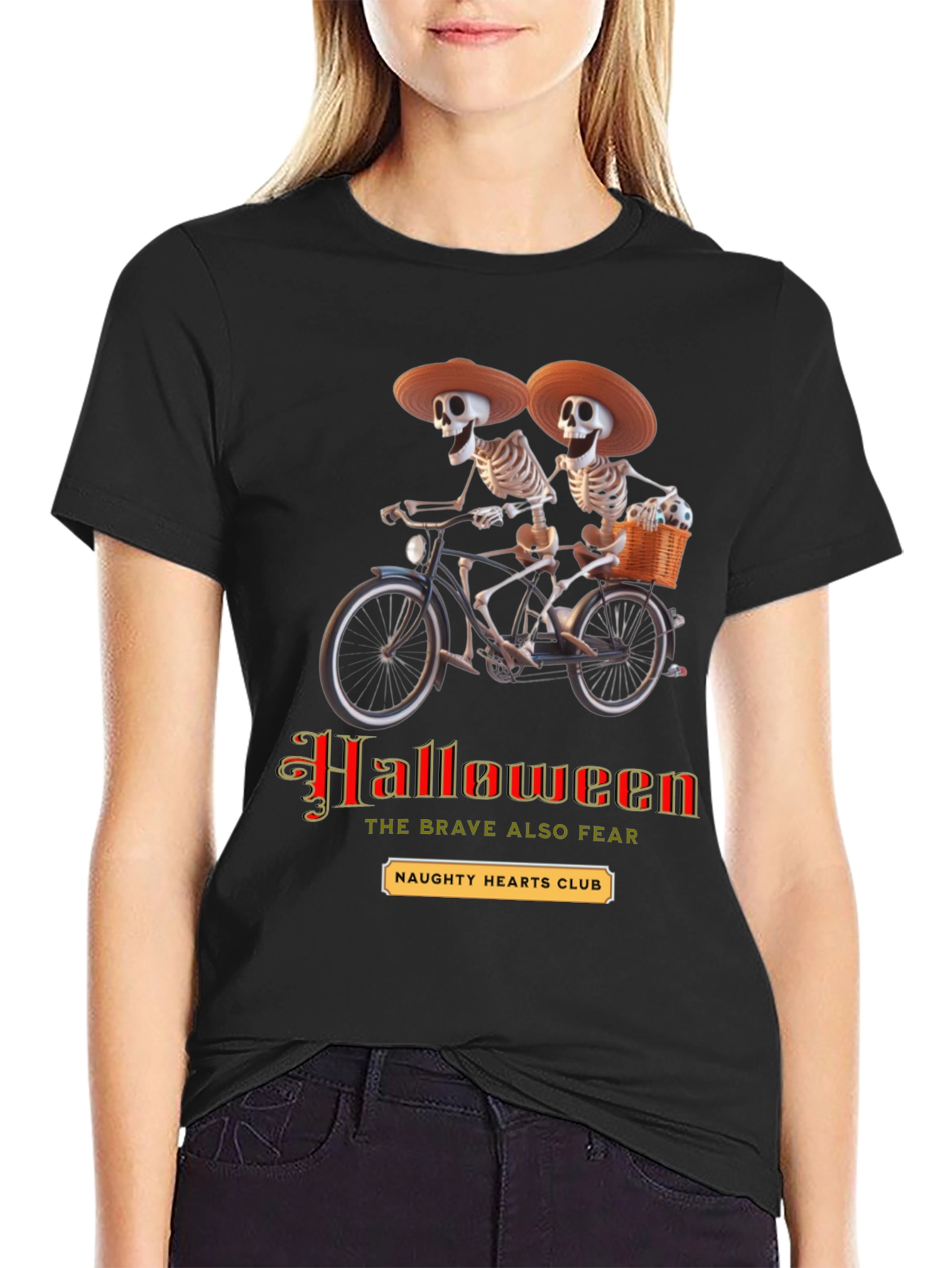 Halloween Skeleton Tandem Bike T-Shirt