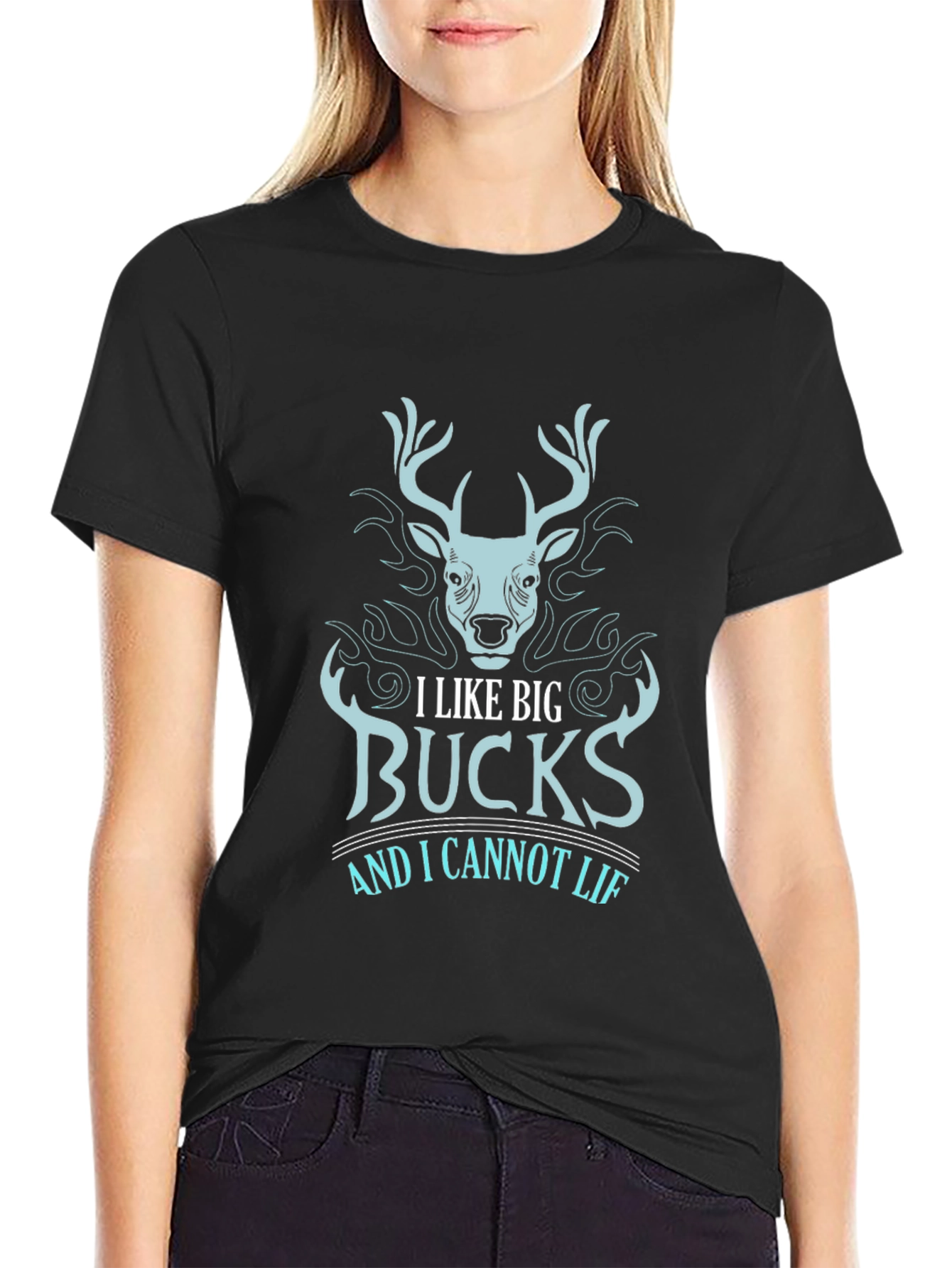 I Like Big Bucks Mens Black Graphic Tee
