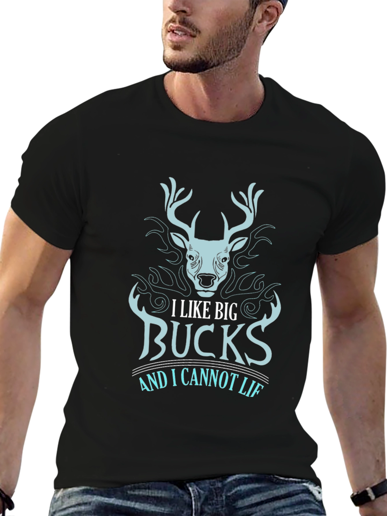 I Like Big Bucks Mens Black Graphic Tee