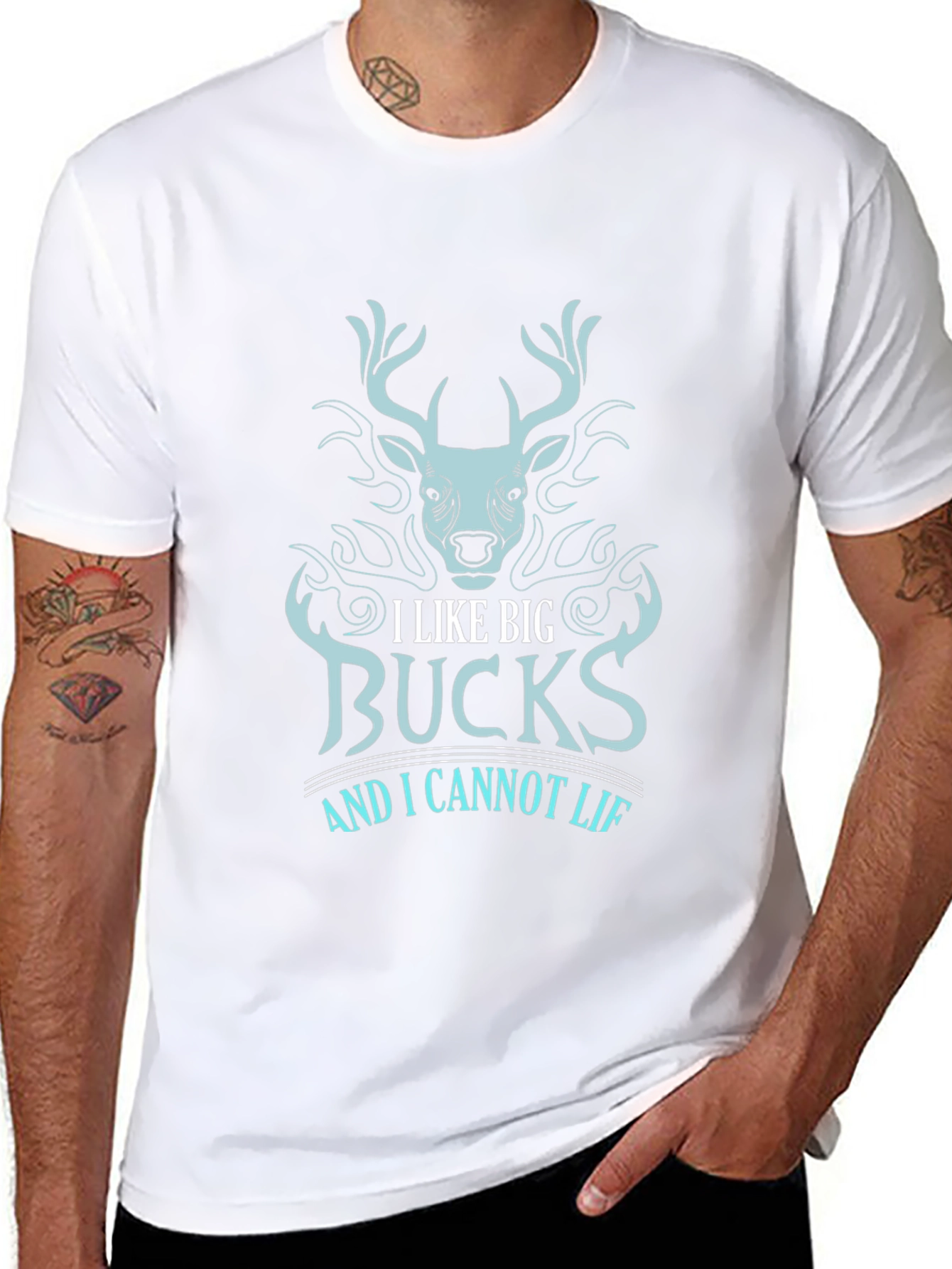 I Like Big Bucks Mens Black Graphic Tee