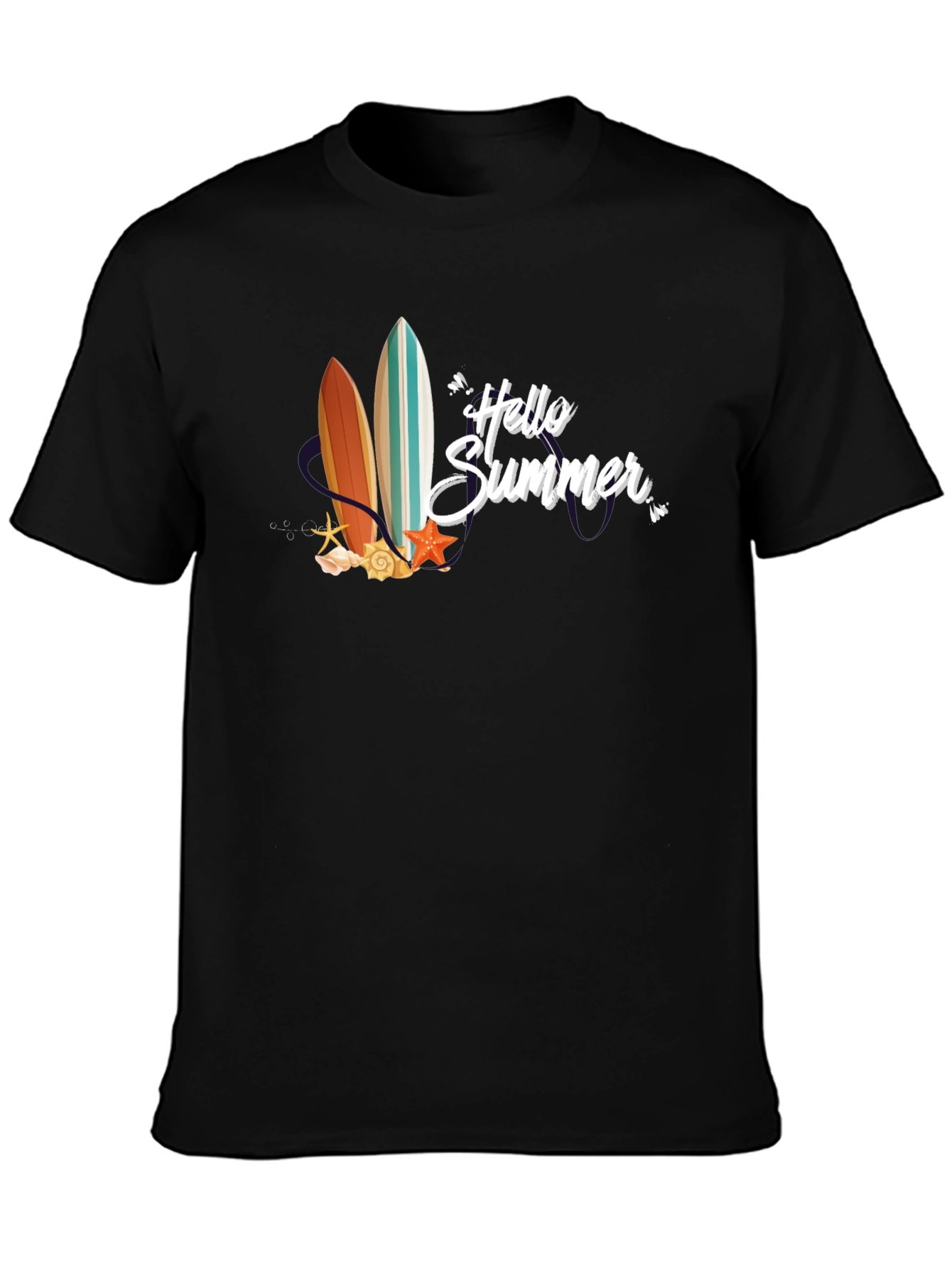 Hello Summer Surfboard Graphic T-Shirt
