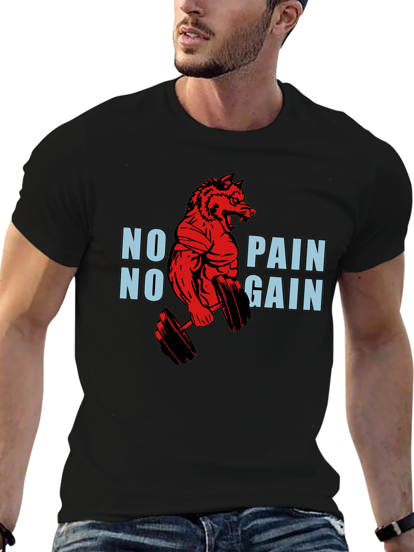 No Pain No Gain Gym Wolf T-Shirt