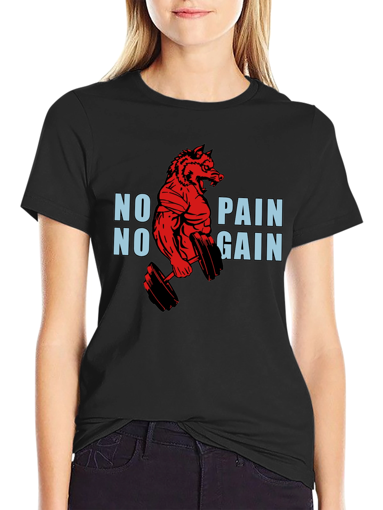 No Pain No Gain Gym Wolf T-Shirt