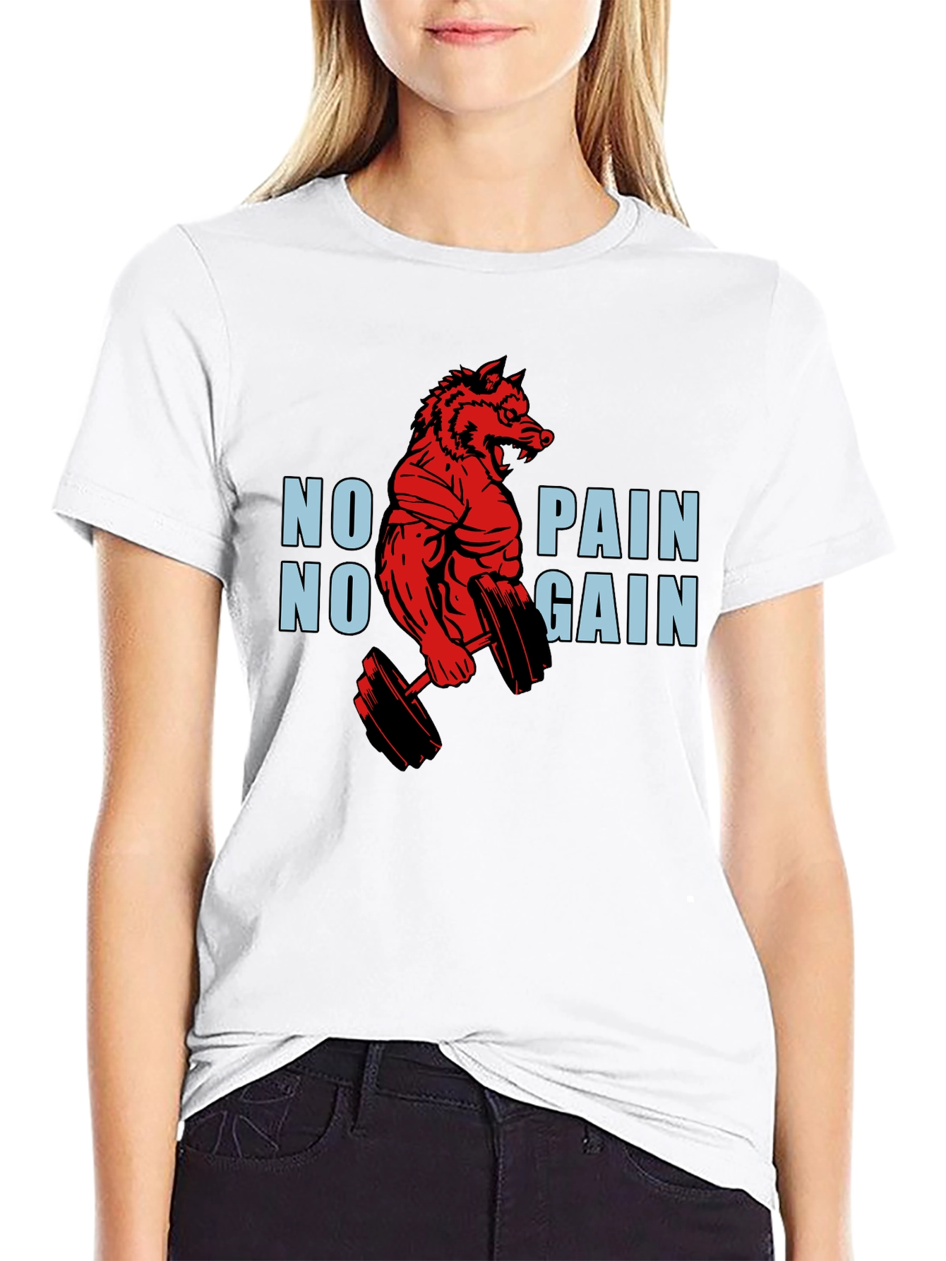 No Pain No Gain Gym Wolf T-Shirt