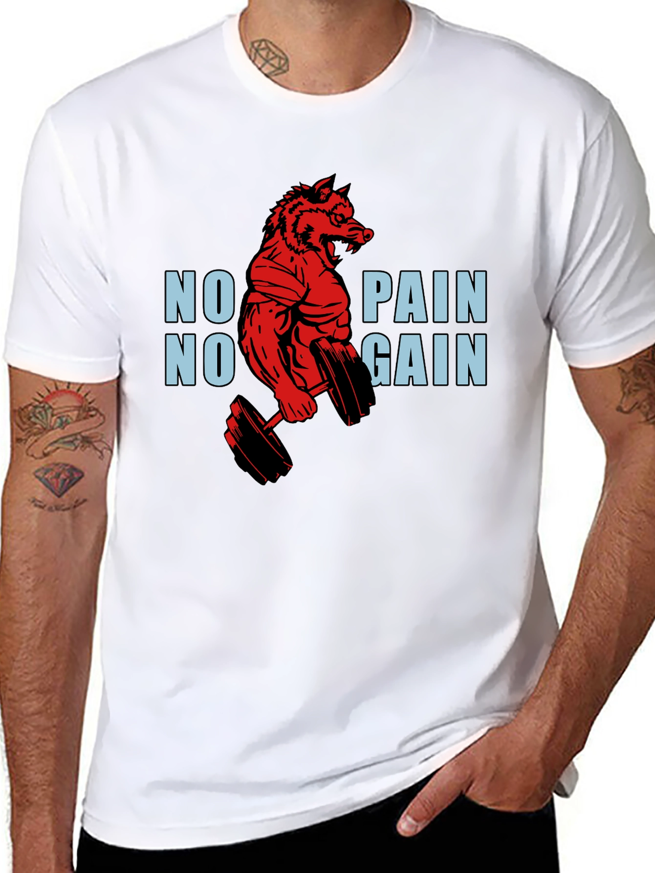No Pain No Gain Gym Wolf T-Shirt