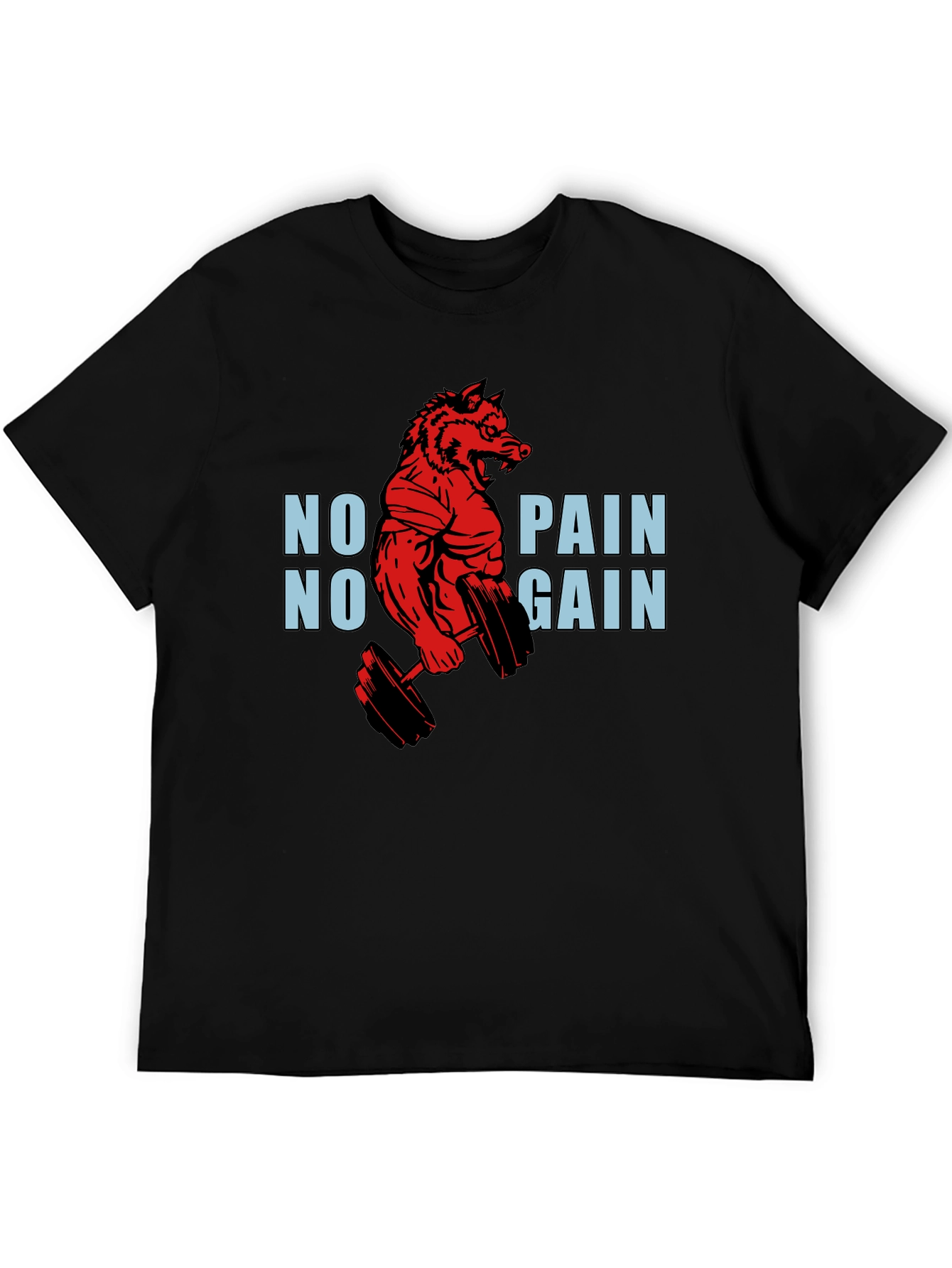 No Pain No Gain Gym Wolf T-Shirt