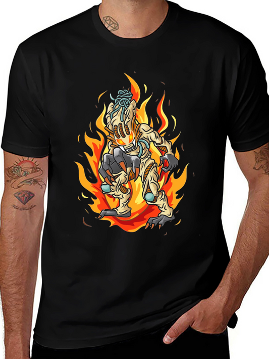 Fiery Monster Graphic Tee - Black