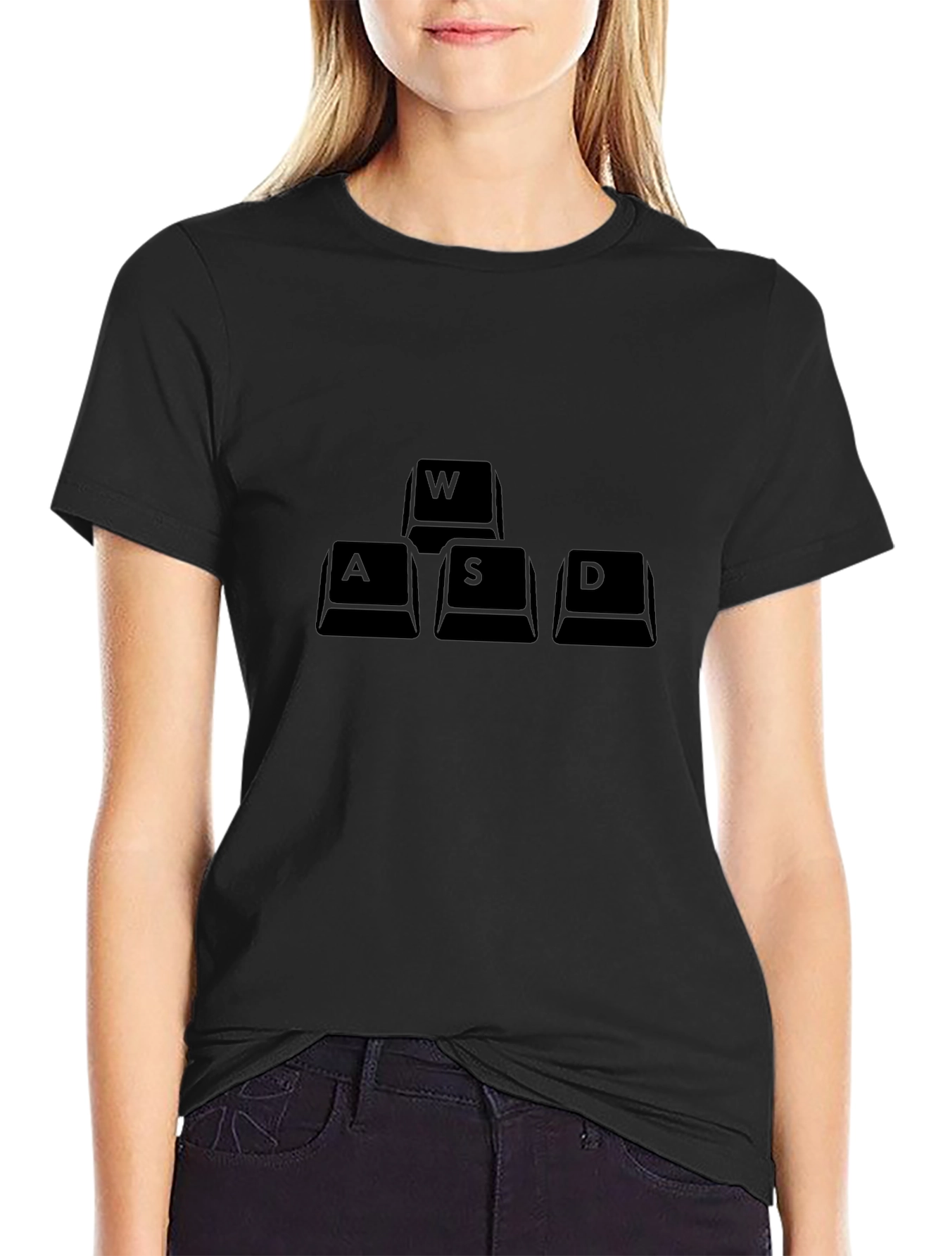 Gamer Keys Black T-Shirt - WASD Gaming Design