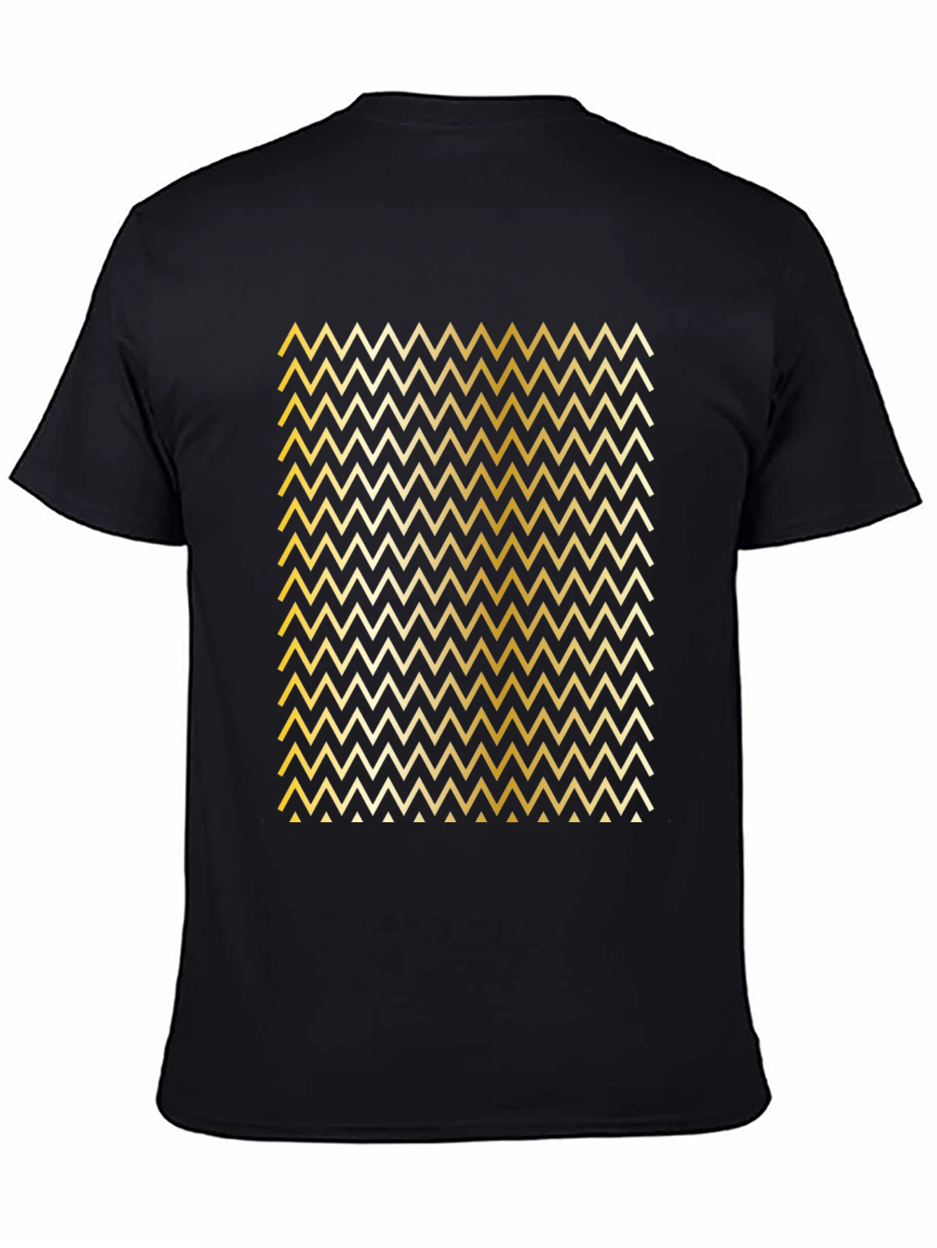 Gold Chevron Pattern Black T-Shirt