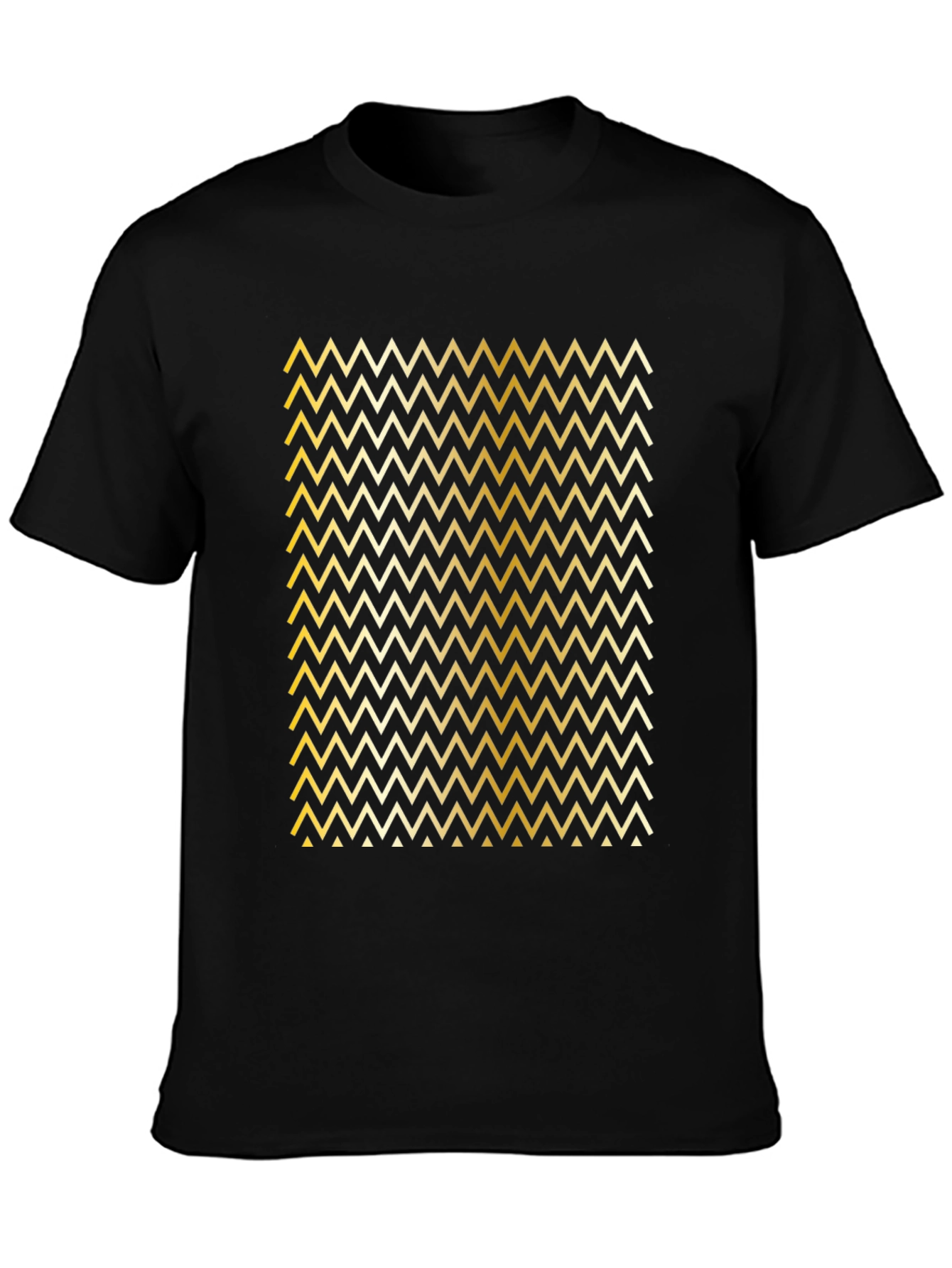 Gold Chevron Pattern Black T-Shirt