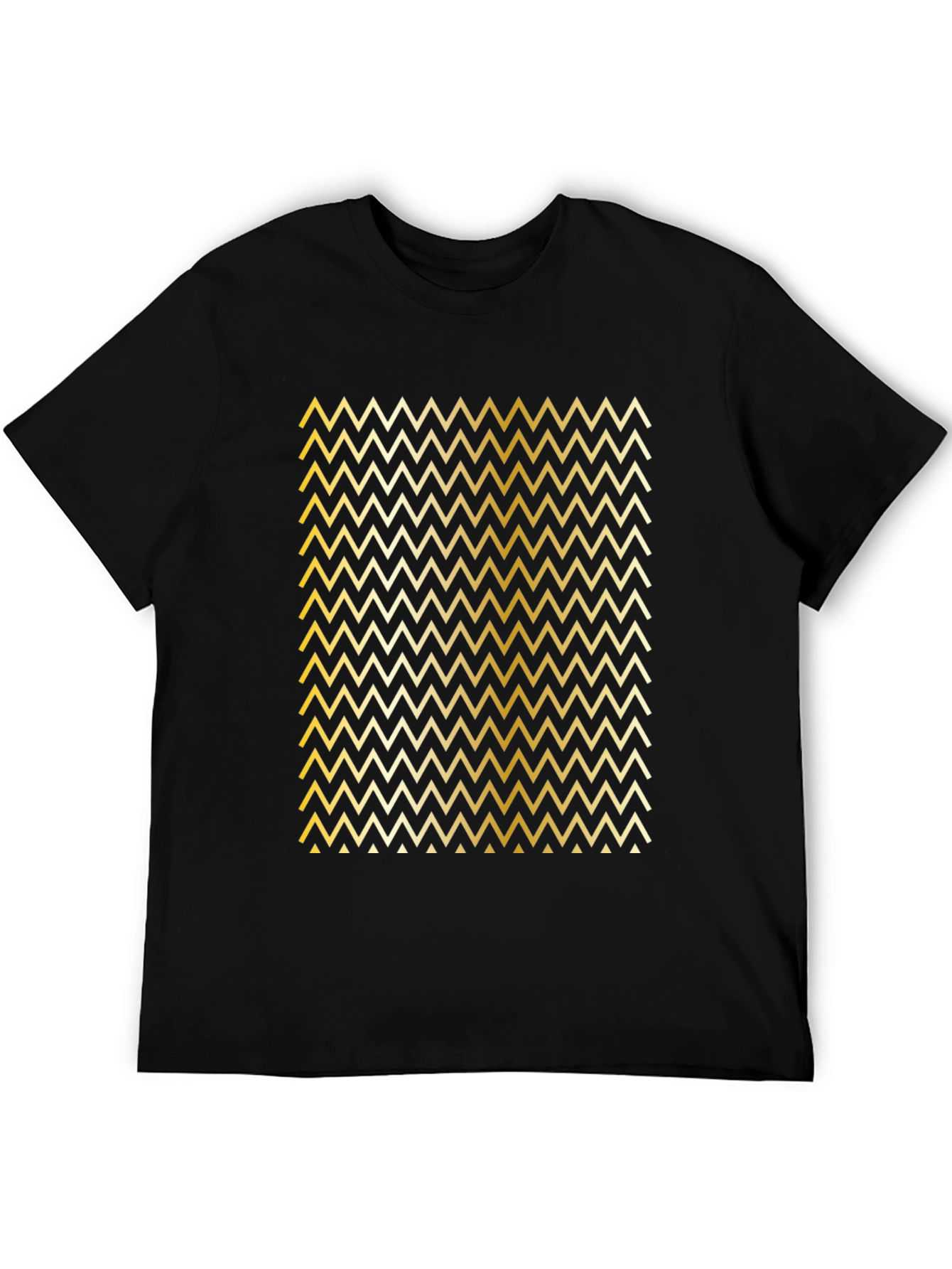 Gold Chevron Pattern Black T-Shirt