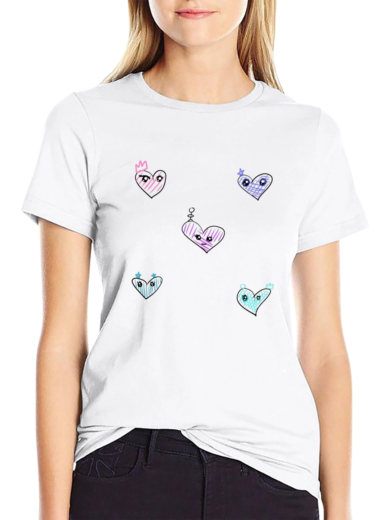Heart Print T-Shirt - Funky Graphic Tee