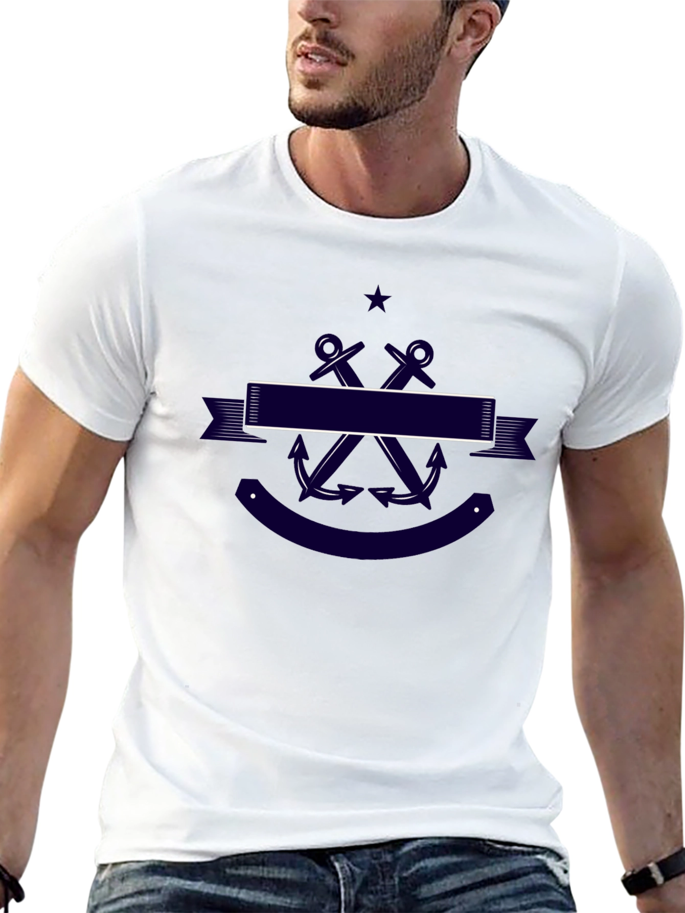 Nautical Anchor T-Shirt - Classic Navy Design