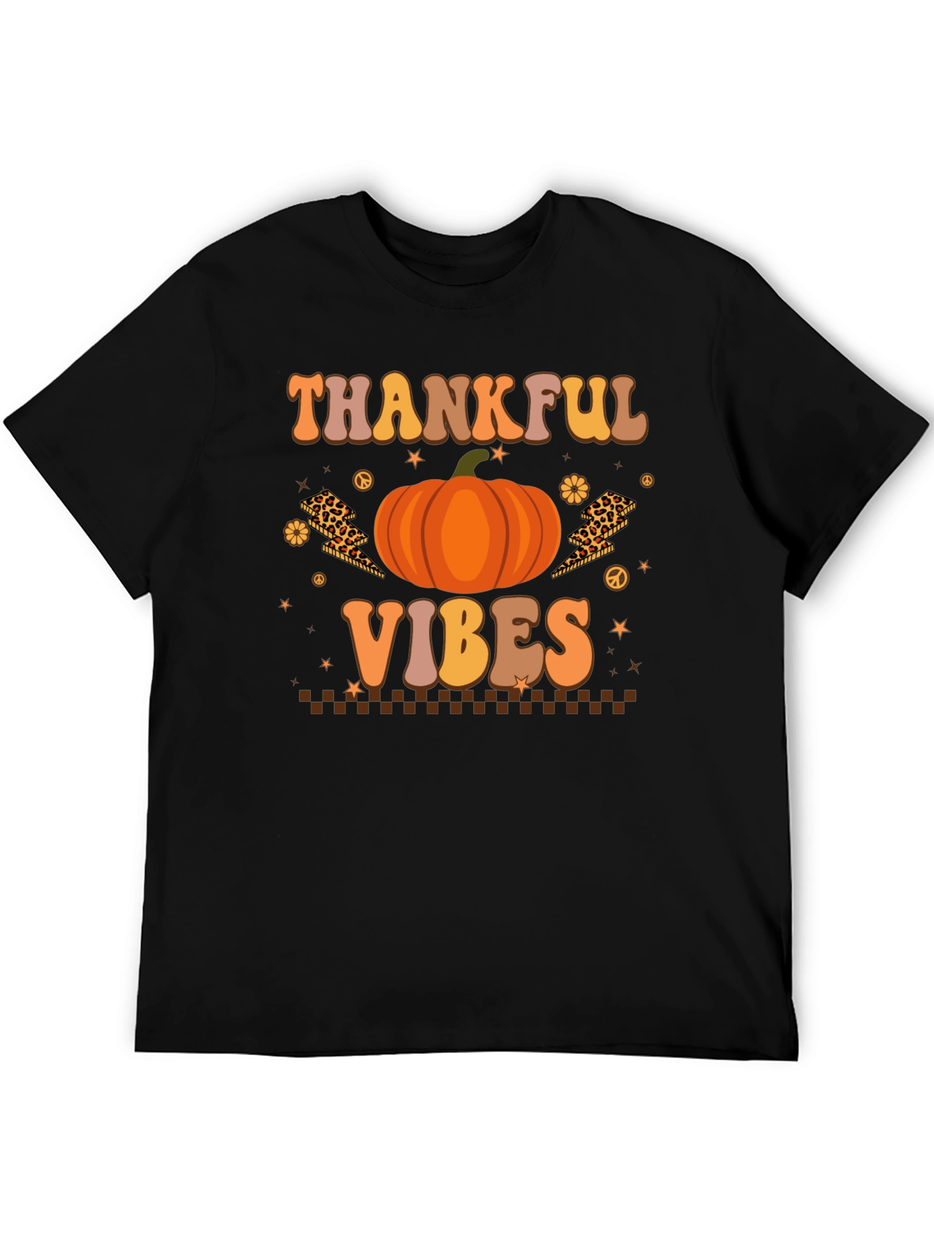 Thankful Vibes Graphic Tee Fall Pumpkin T-Shirt