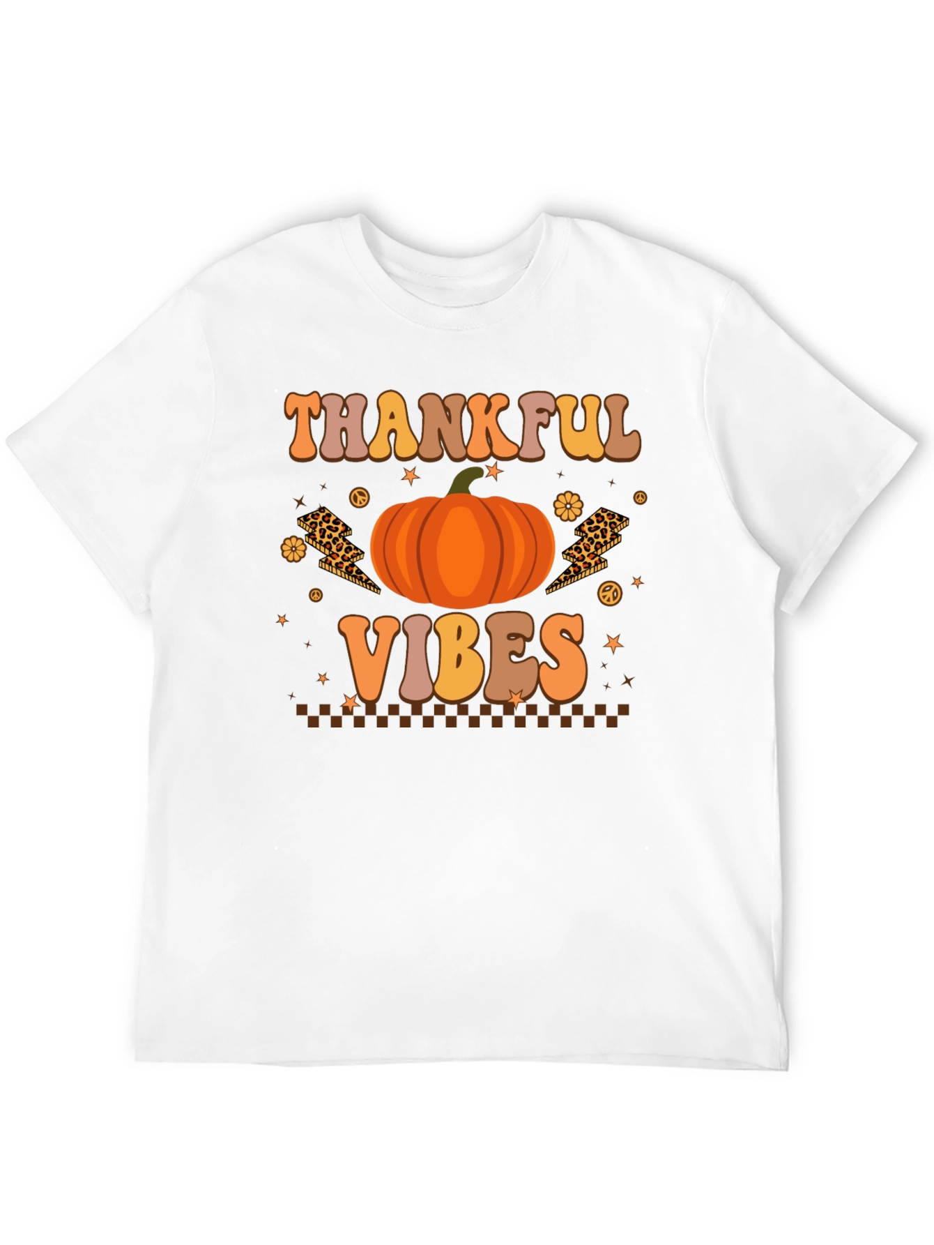 Thankful Vibes Graphic Tee Fall Pumpkin T-Shirt