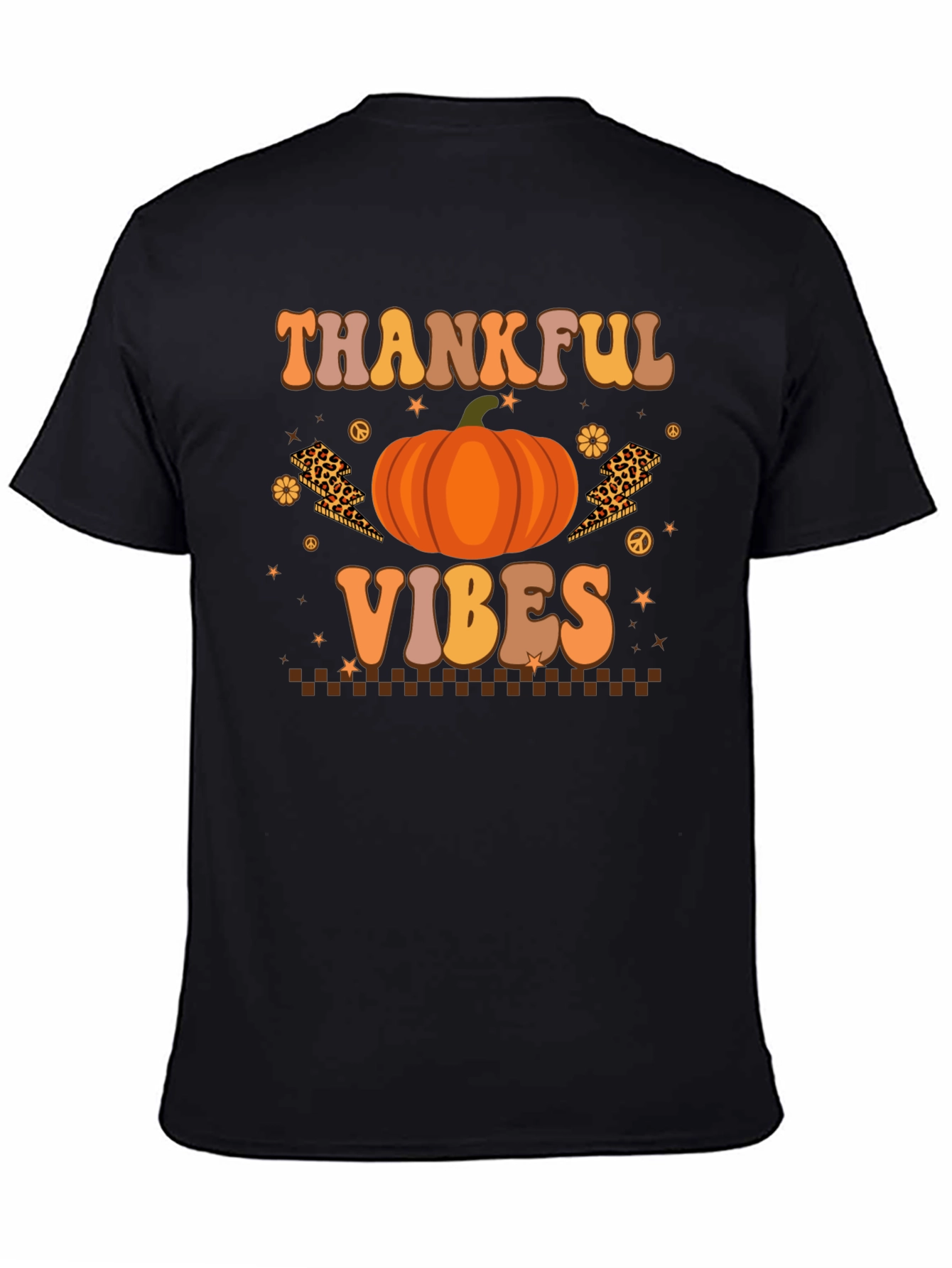 Thankful Vibes Graphic Tee Fall Pumpkin T-Shirt