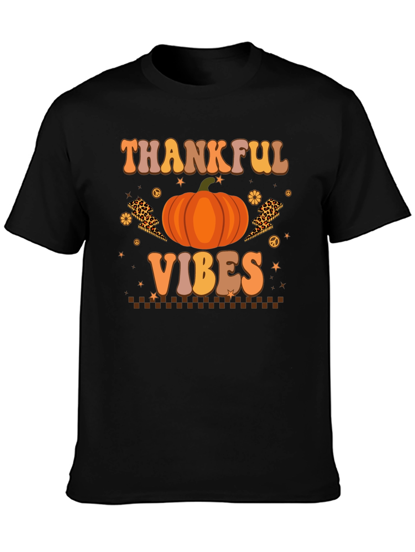 Thankful Vibes Graphic Tee Fall Pumpkin T-Shirt