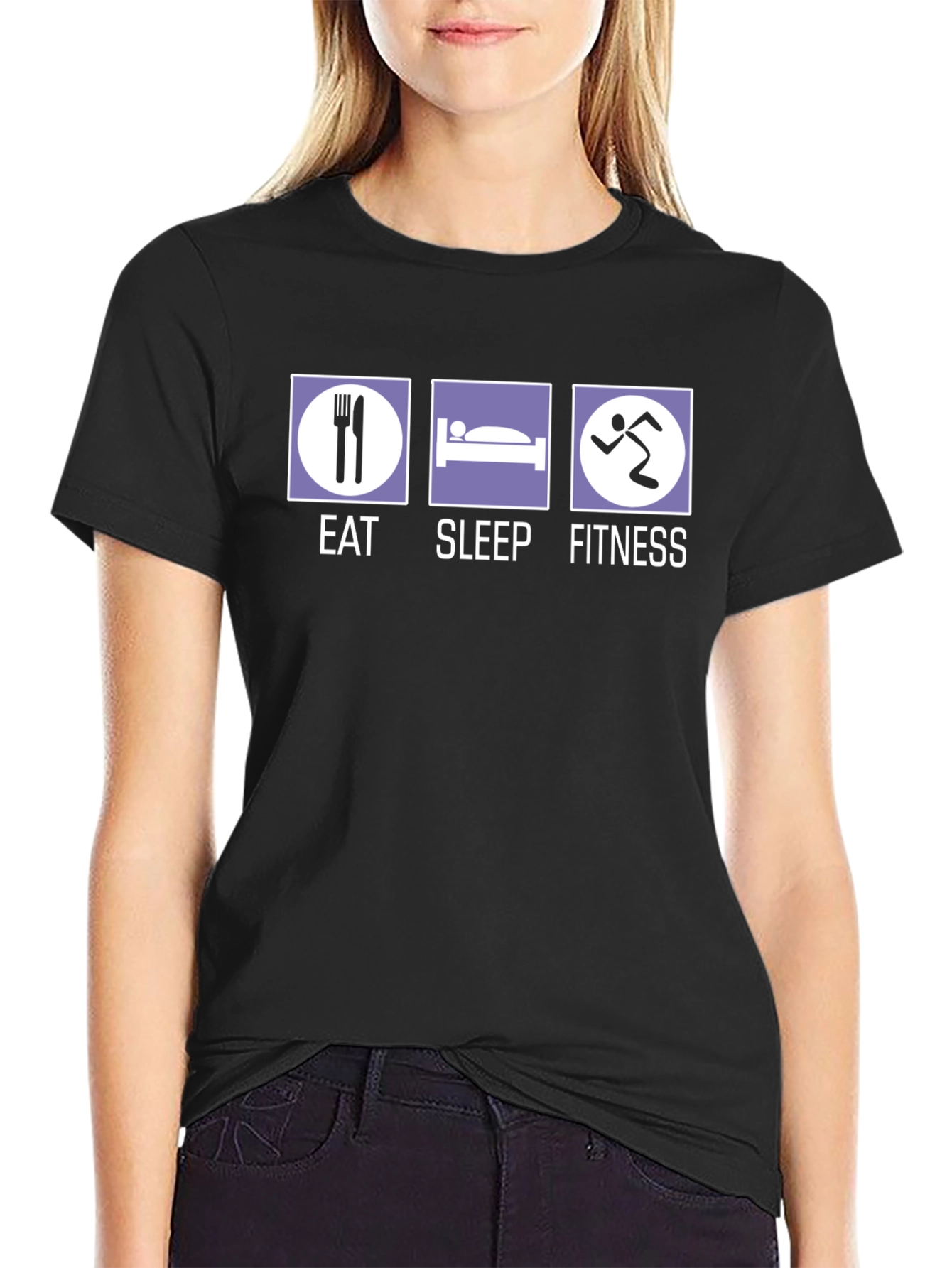 Eat Sleep Fitness Graphic T-Shirt - Black