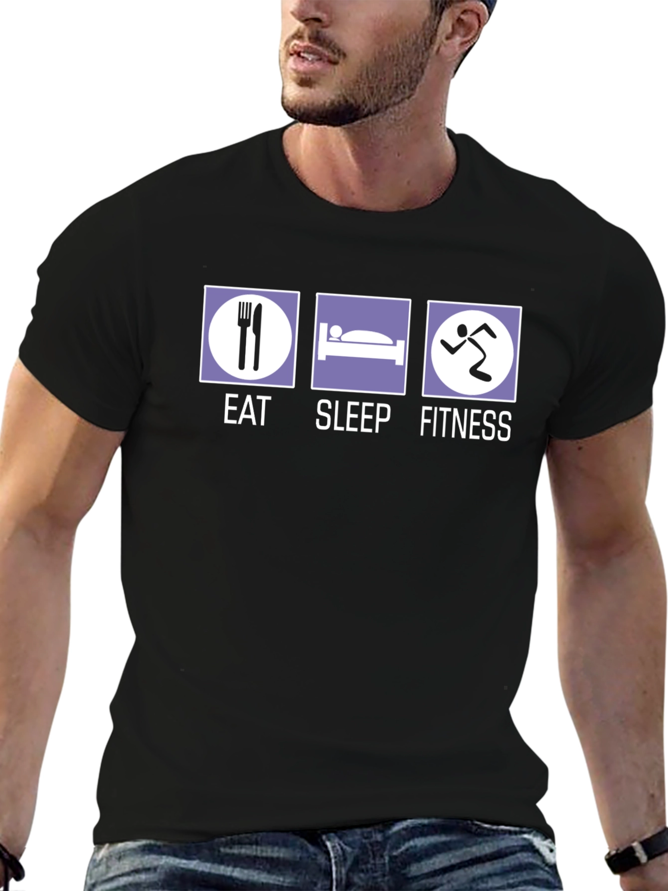 Eat Sleep Fitness Graphic T-Shirt - Black