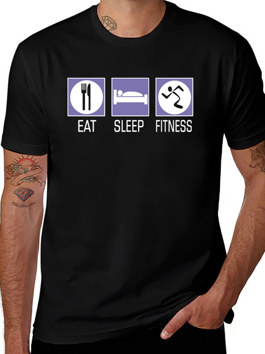 Eat Sleep Fitness Graphic T-Shirt - Black