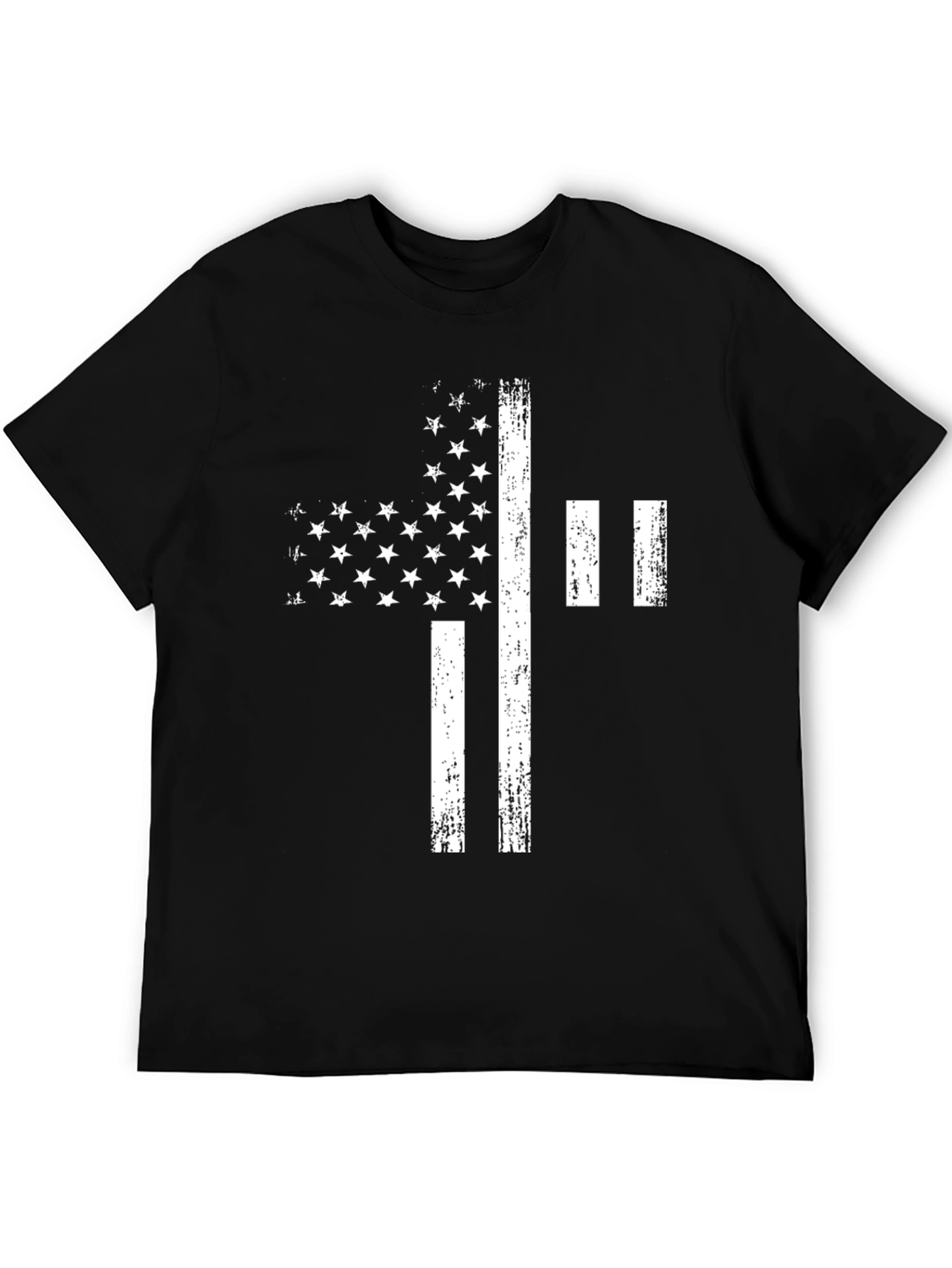Distressed American Flag Cross Graphic T-Shirt