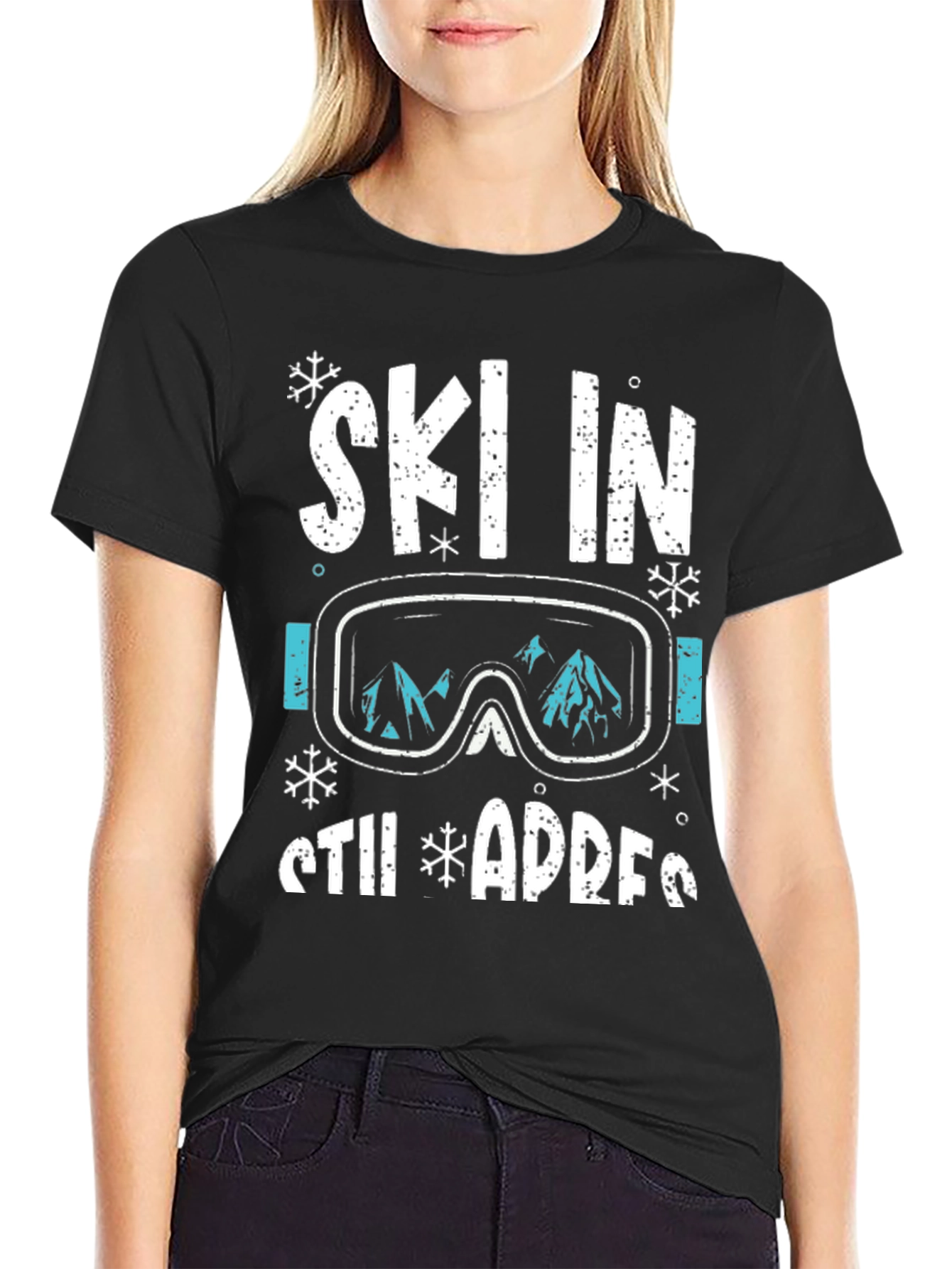Ski in Still Adress Black Graphic Tee