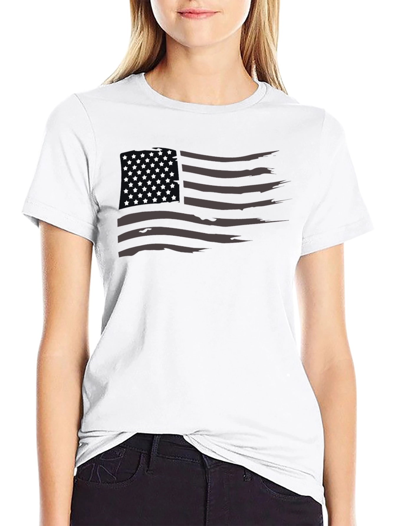 Distressed American Flag Graphic T-Shirt