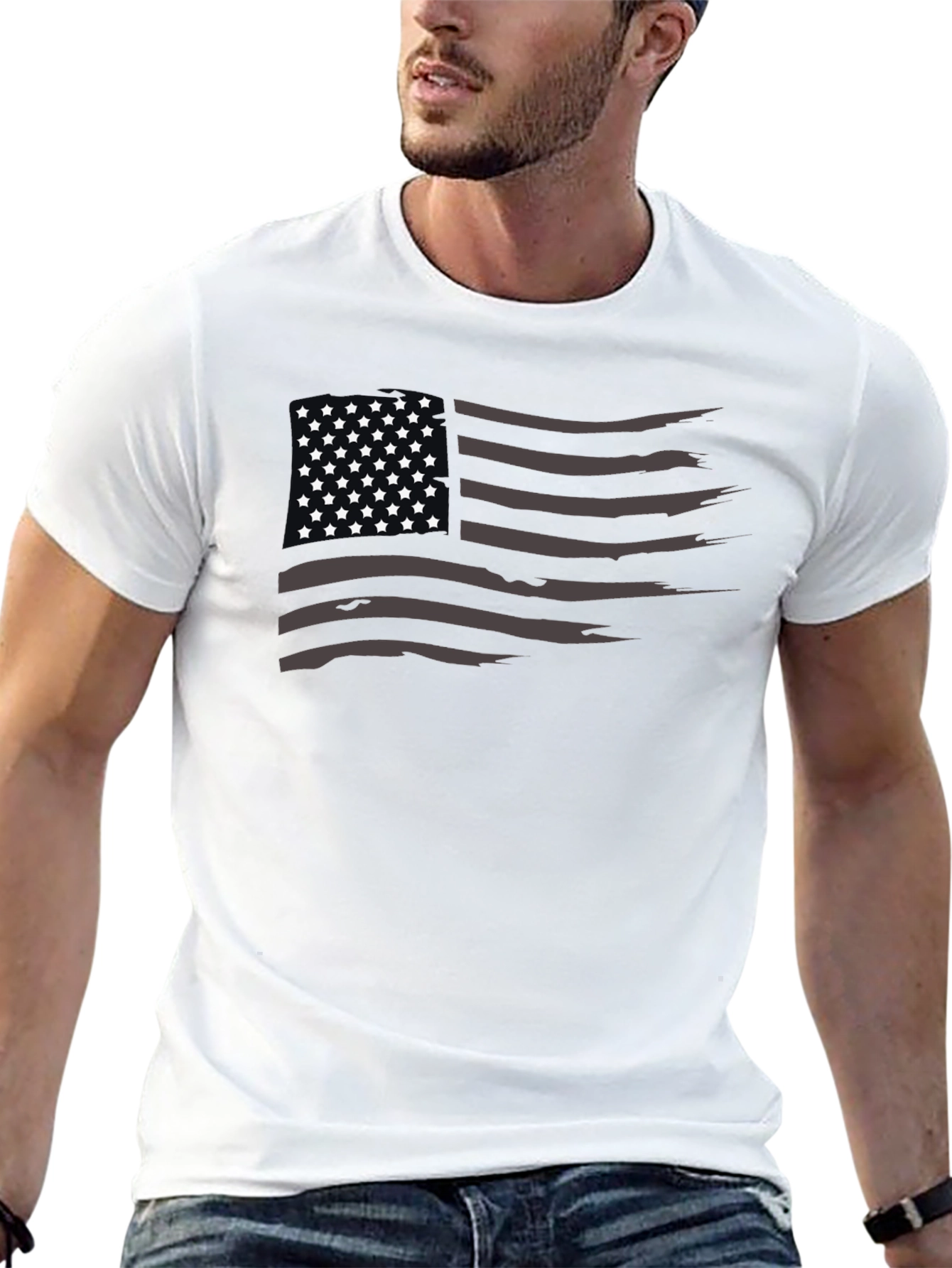 Distressed American Flag Graphic T-Shirt