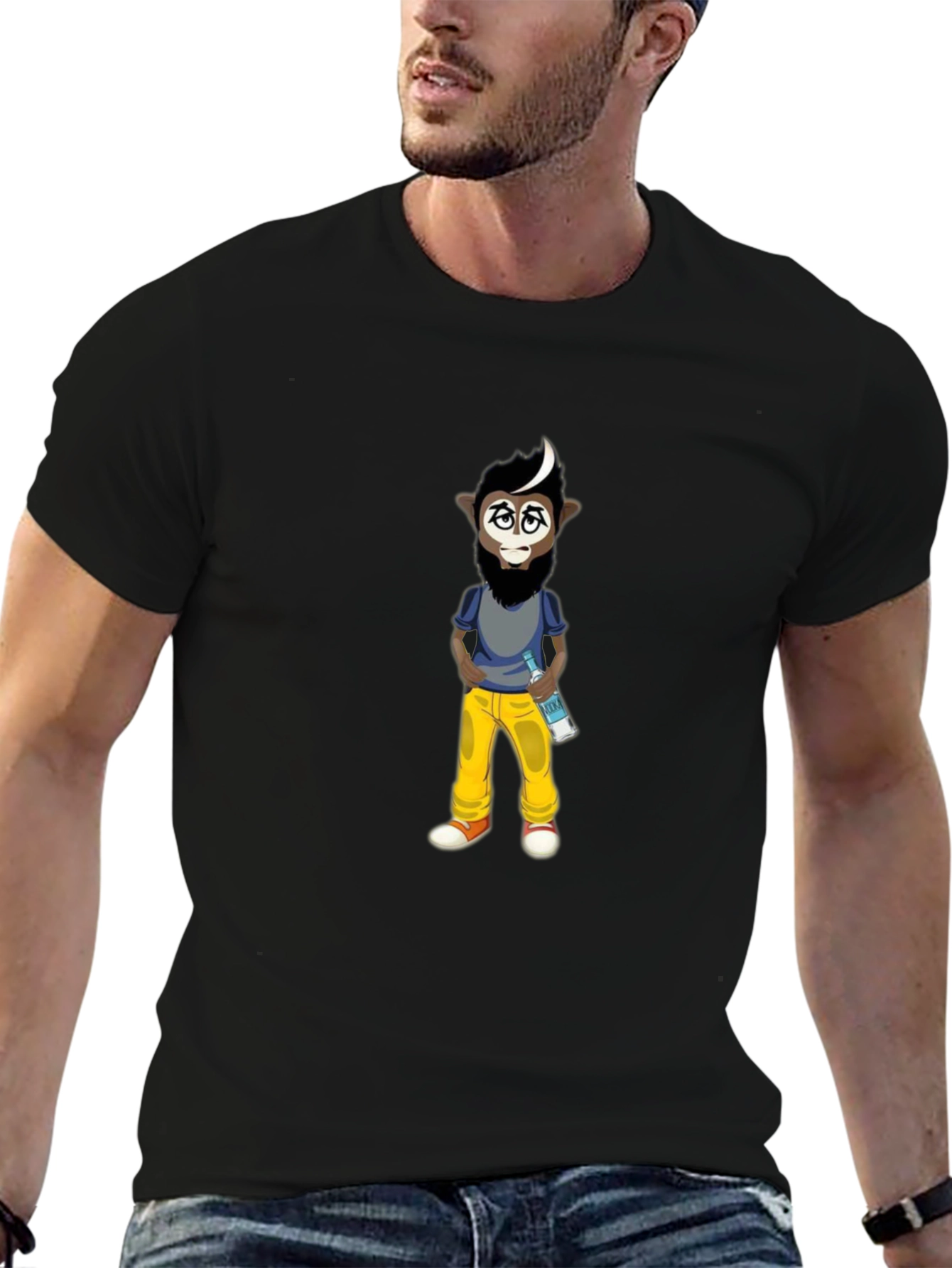 Cartoon Character Graphic Black T-Shirt