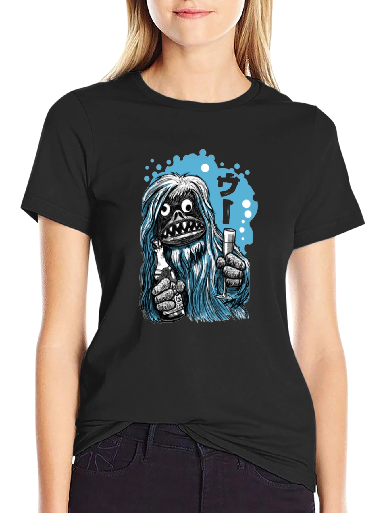 Yeti Cheers Graphic Tee - Quirky Black T-Shirt