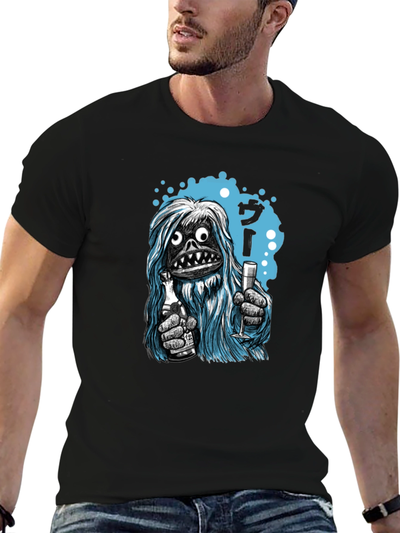Yeti Cheers Graphic Tee - Quirky Black T-Shirt