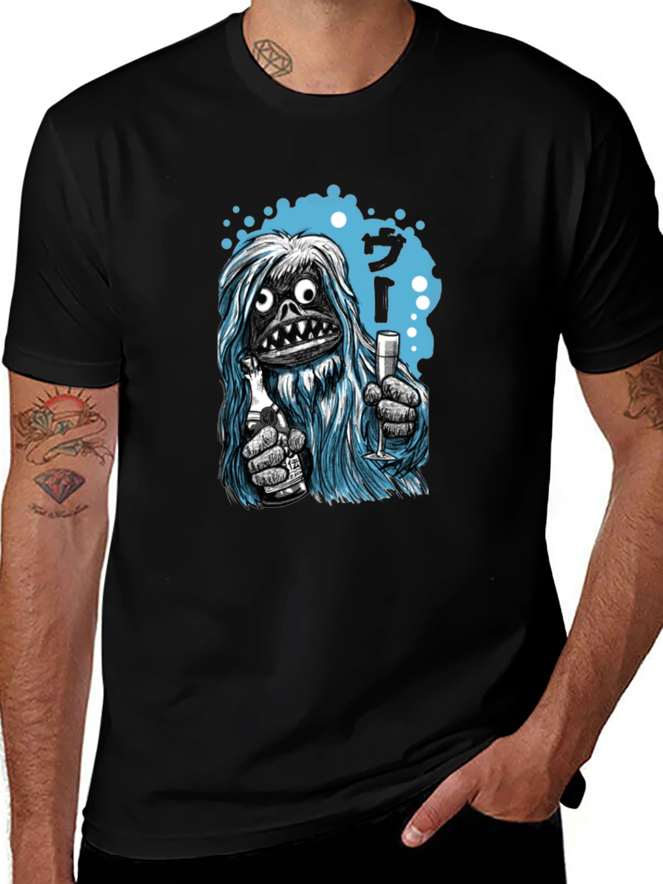 Yeti Cheers Graphic Tee - Quirky Black T-Shirt