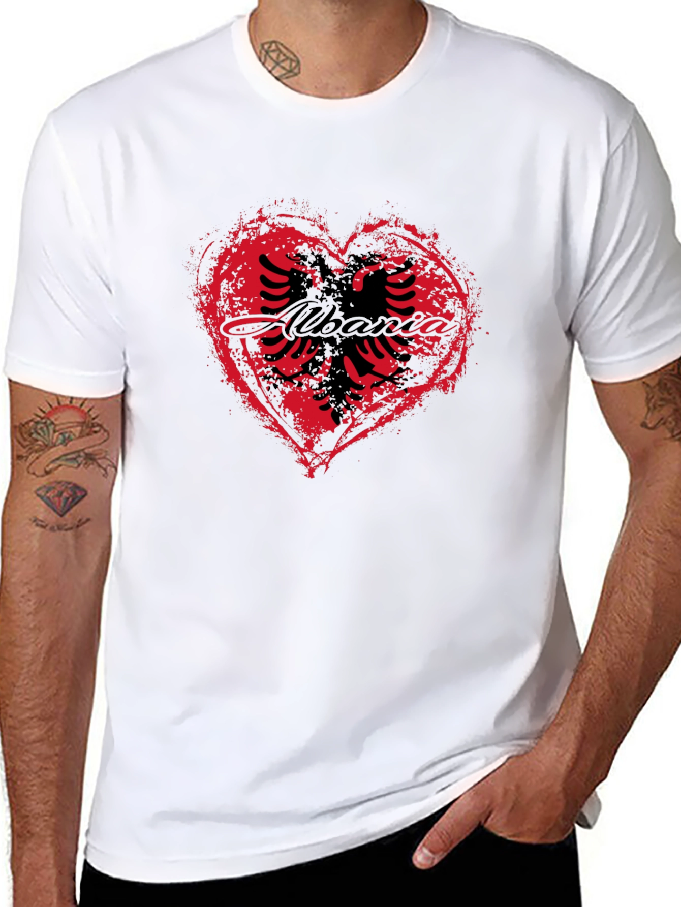 Albania Heart T-Shirt - Black